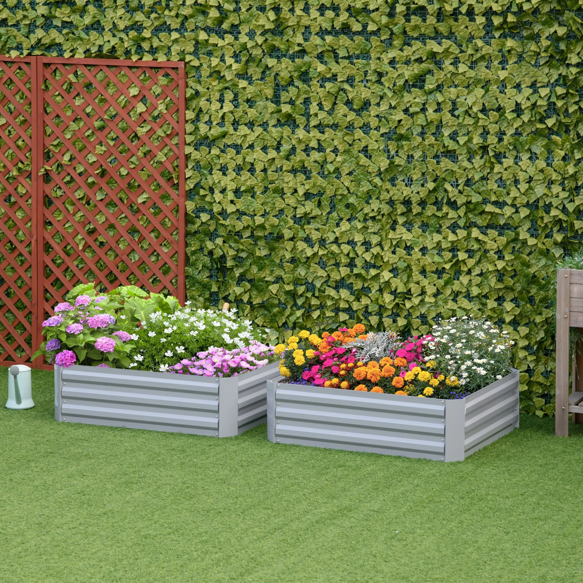 Set of 2 Raised Garden Bed Galvanized Steel Planter Boxes Easy Quick Setup - Image 2