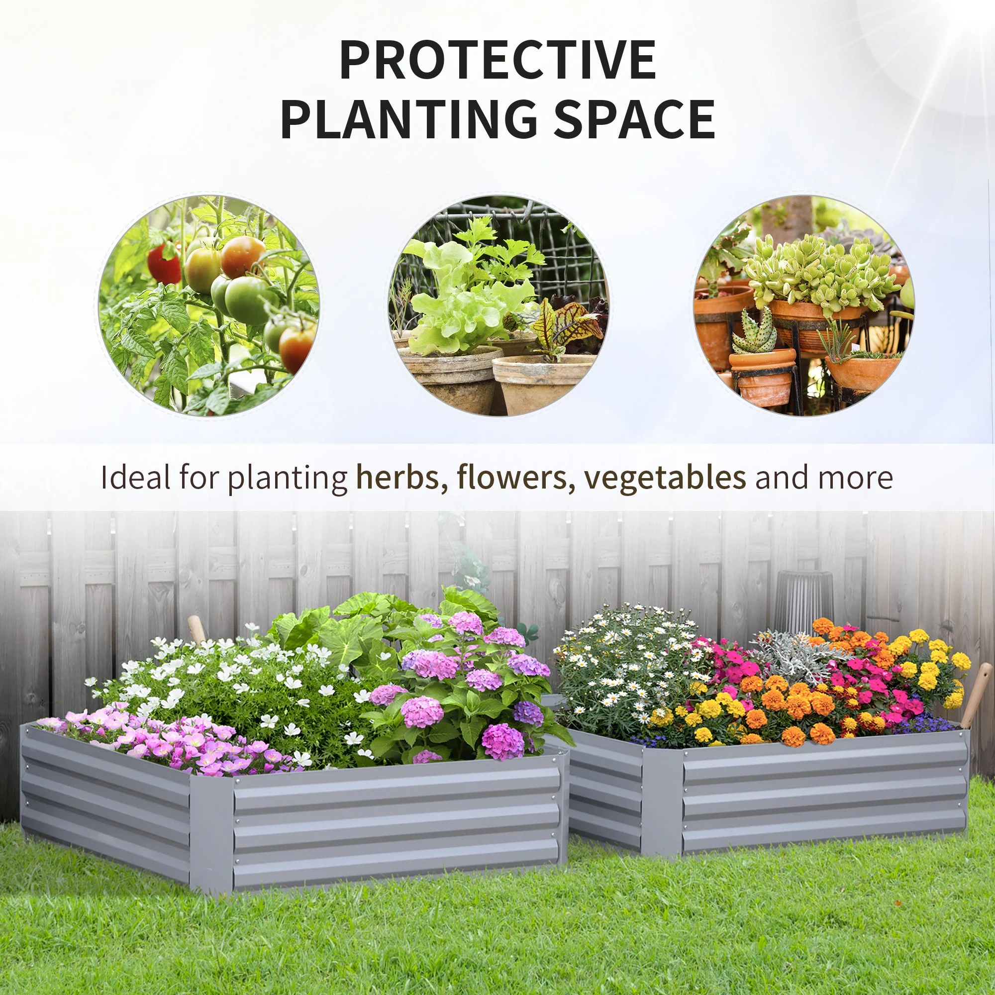 Set of 2 Raised Garden Bed Galvanized Steel Planter Boxes Easy Quick Setup - Image 5