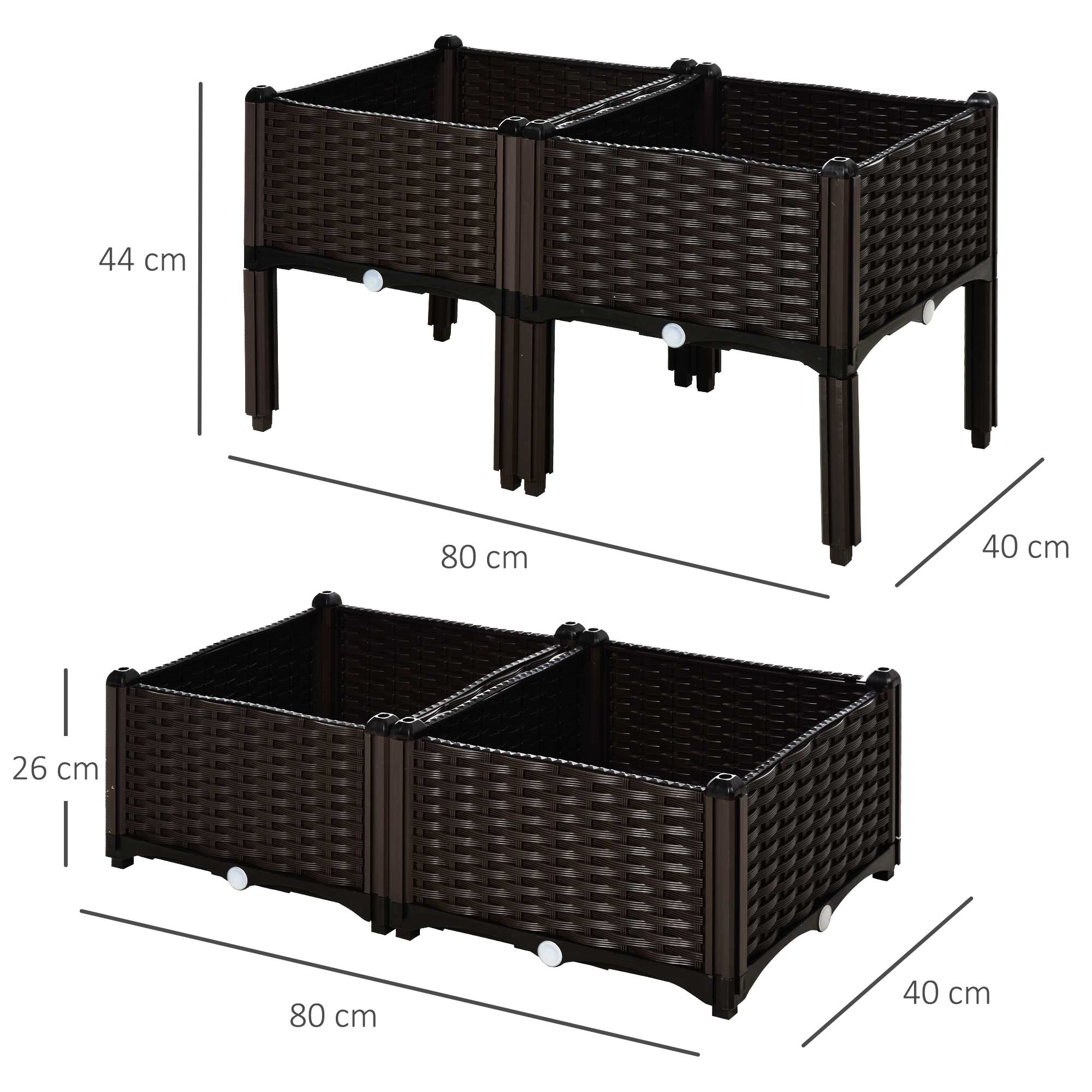 Set of 4 26L Garden Raised Bed Elevated Patio Flower Plant Planter Box PP Vegetables Planting Container - Image 3
