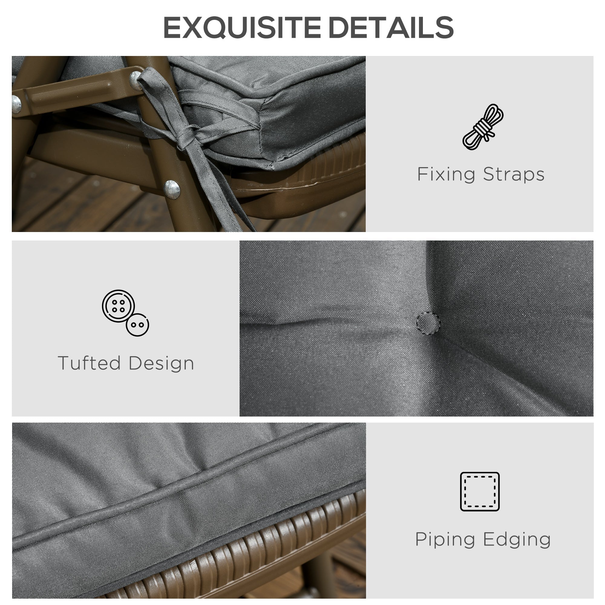 Set of 4 Garden Seat Cushion with Ties - Image 6
