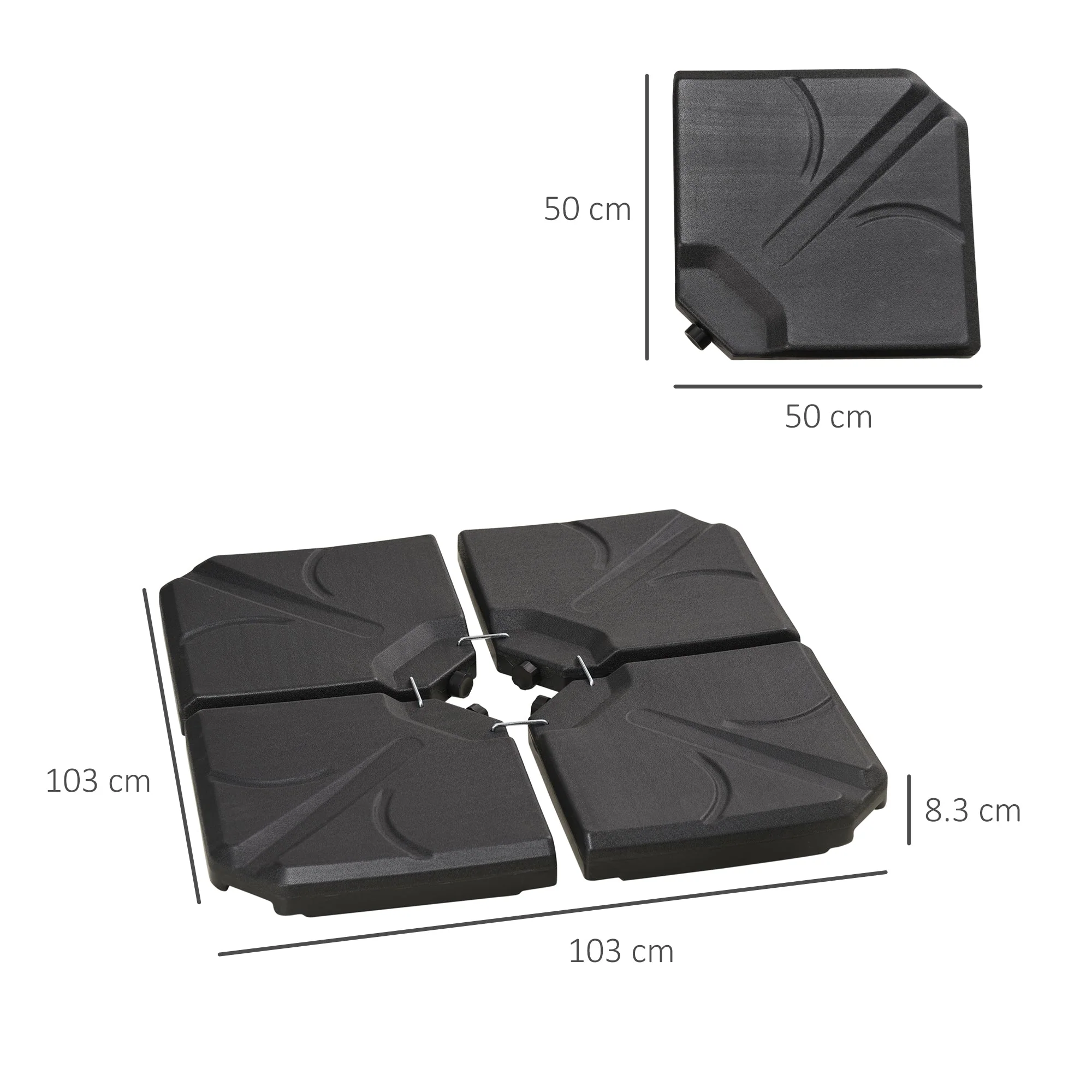 Set of 4 Parasol Base Stand Weights for Banana Hanging Cantilever Umbrella - Image 2