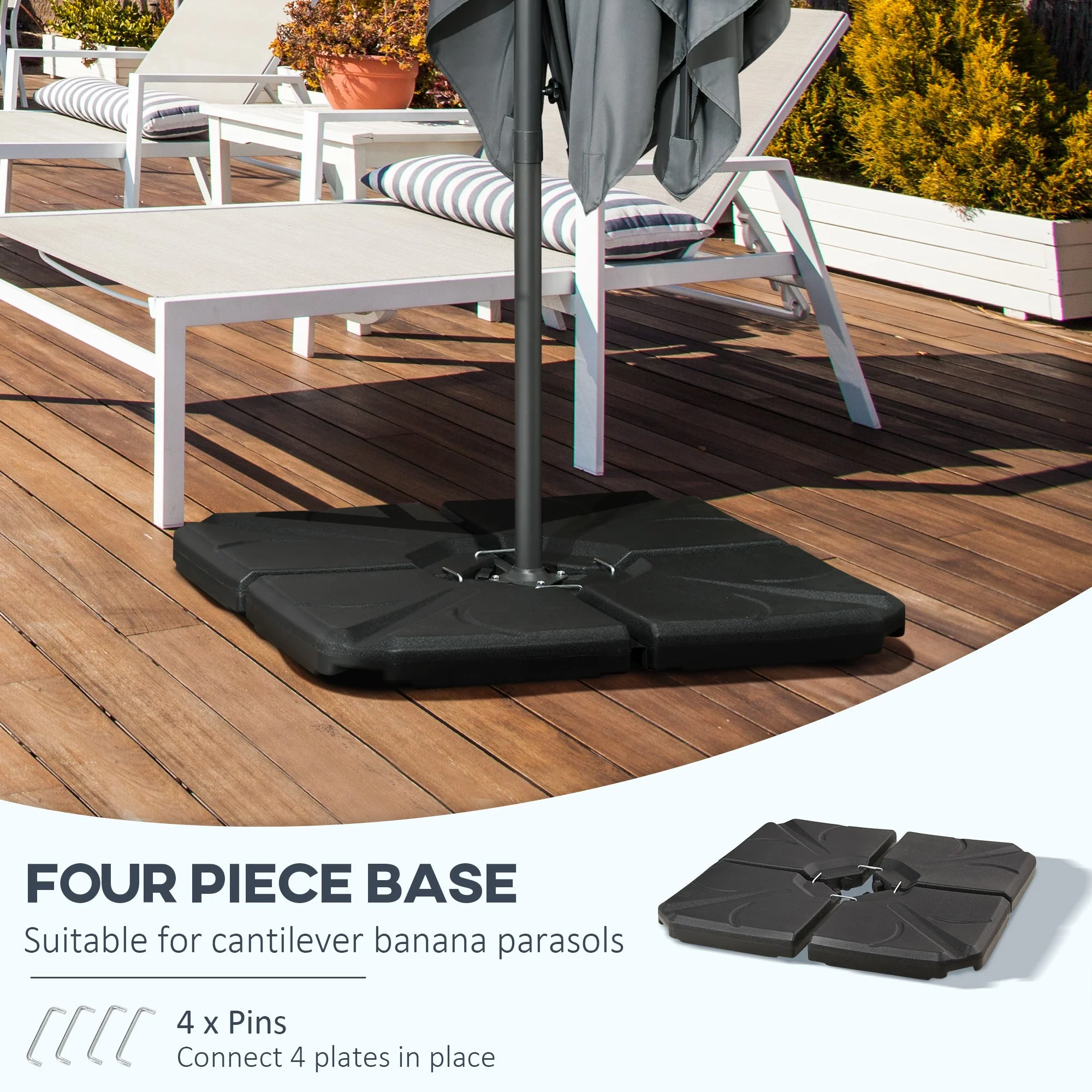 Set of 4 Parasol Base Stand Weights for Banana Hanging Cantilever Umbrella - Image 3
