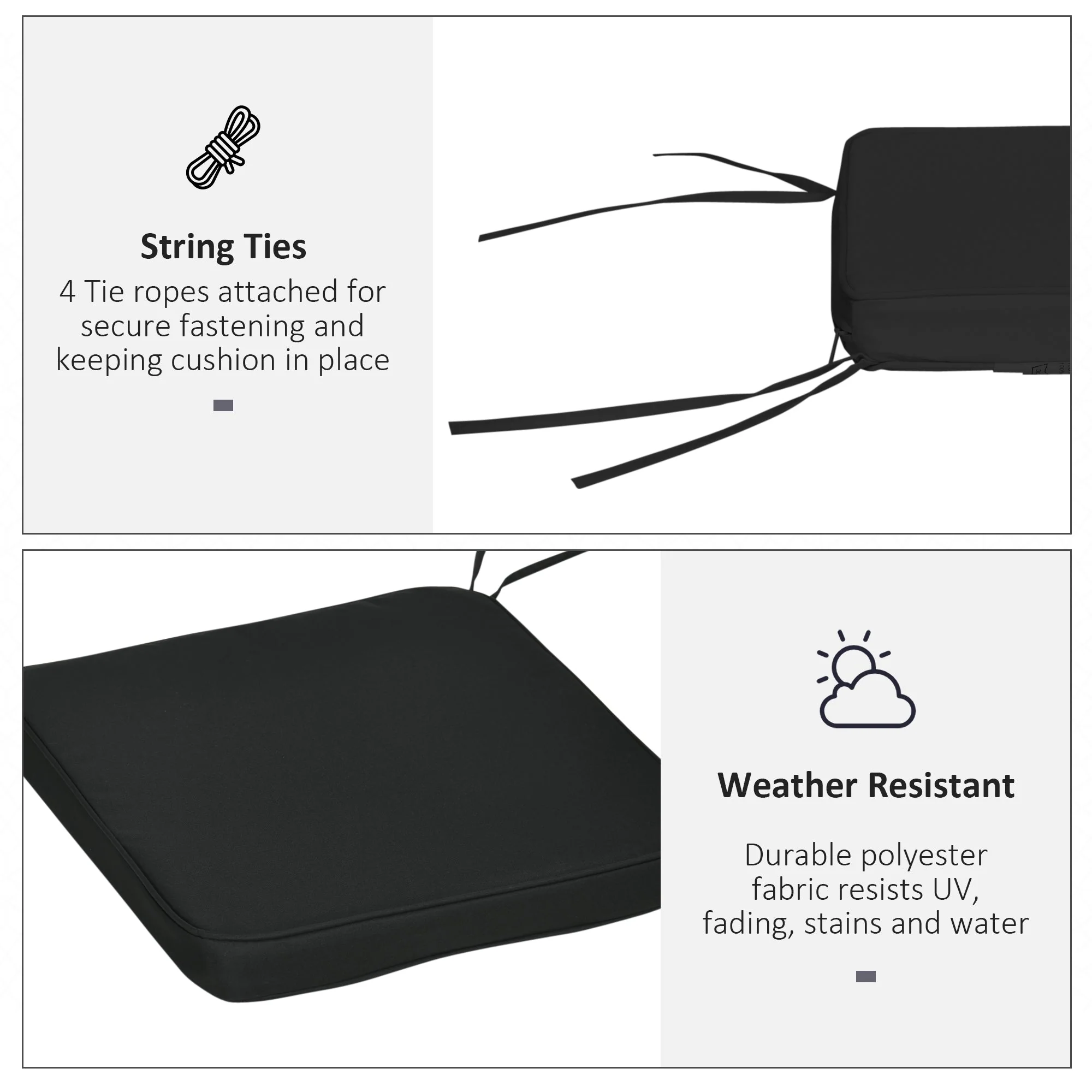Set of Six Replacement Chair Cushions - Black - Image 5