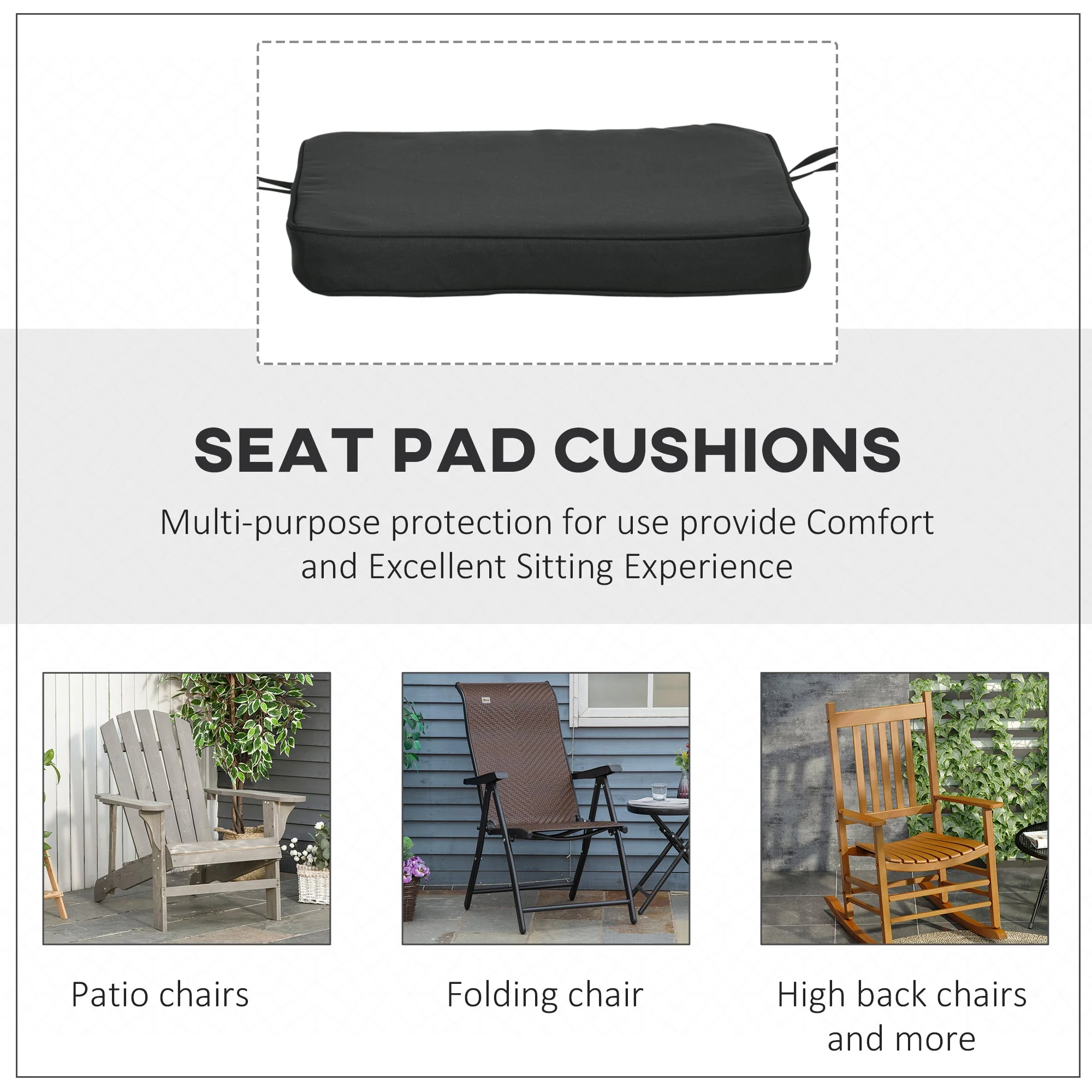 Set of Six Replacement Chair Cushions - Black - Image 6