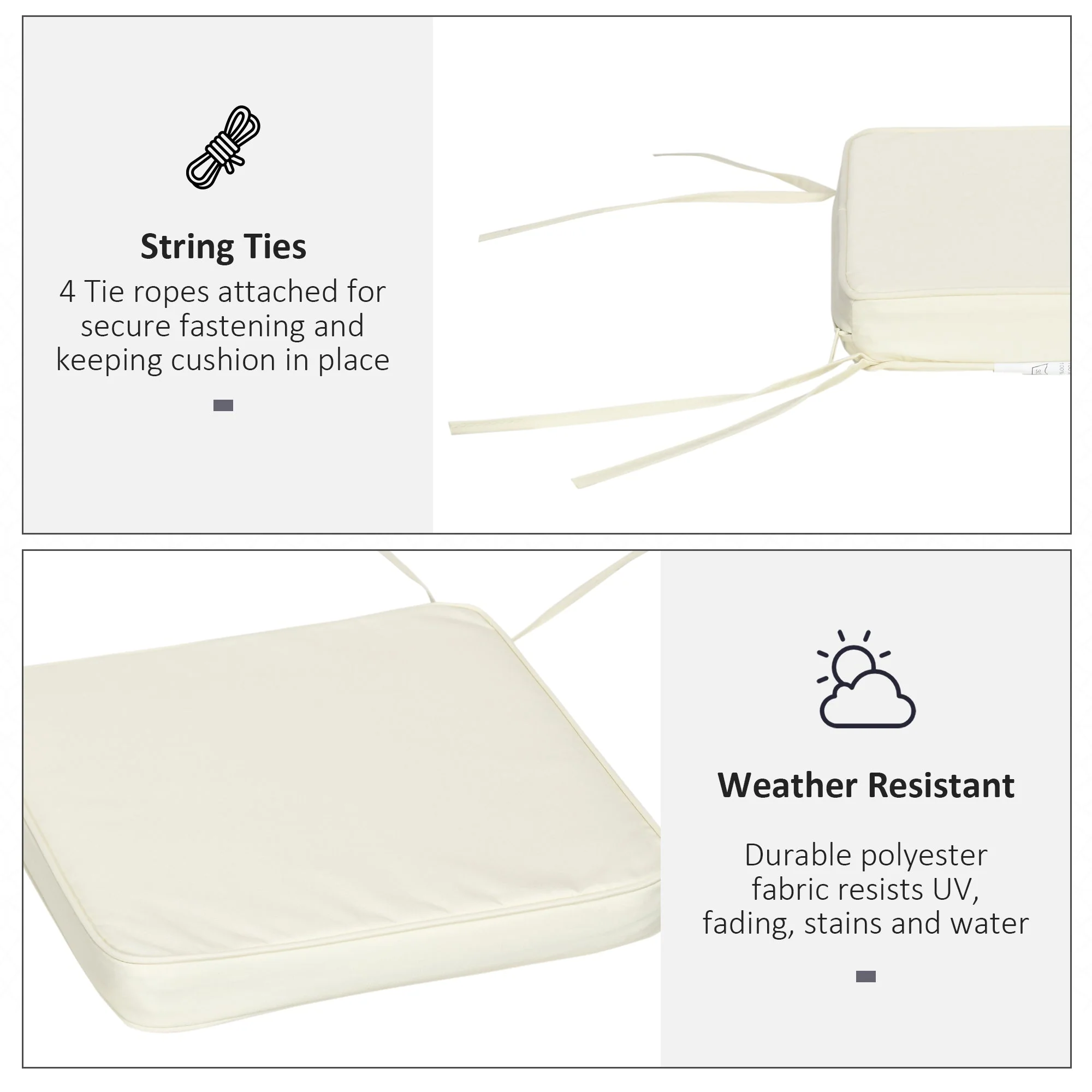 Set of Six Replacement Chair Cushions - Cream White - Image 5