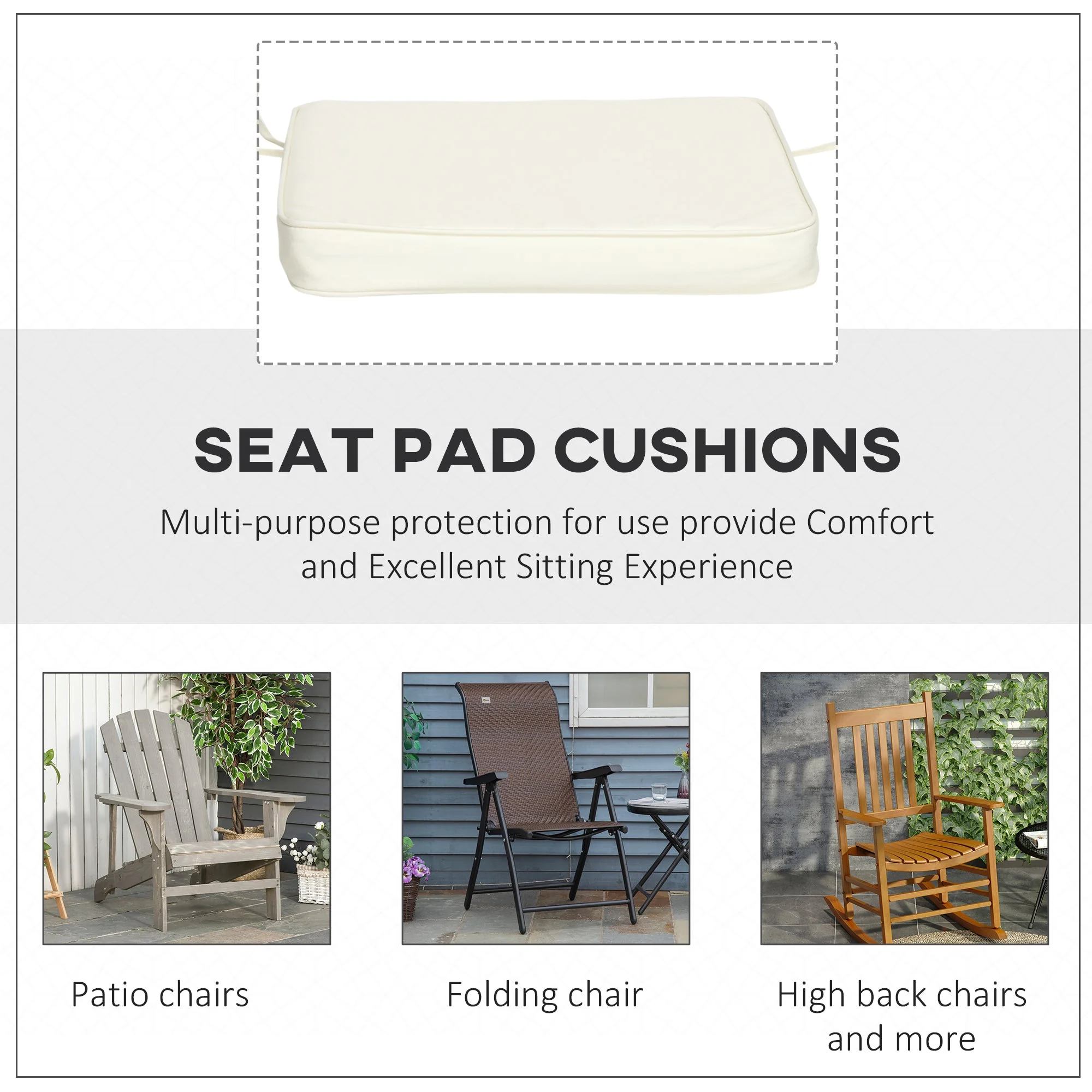 Set of Six Replacement Chair Cushions - Cream White - Image 6