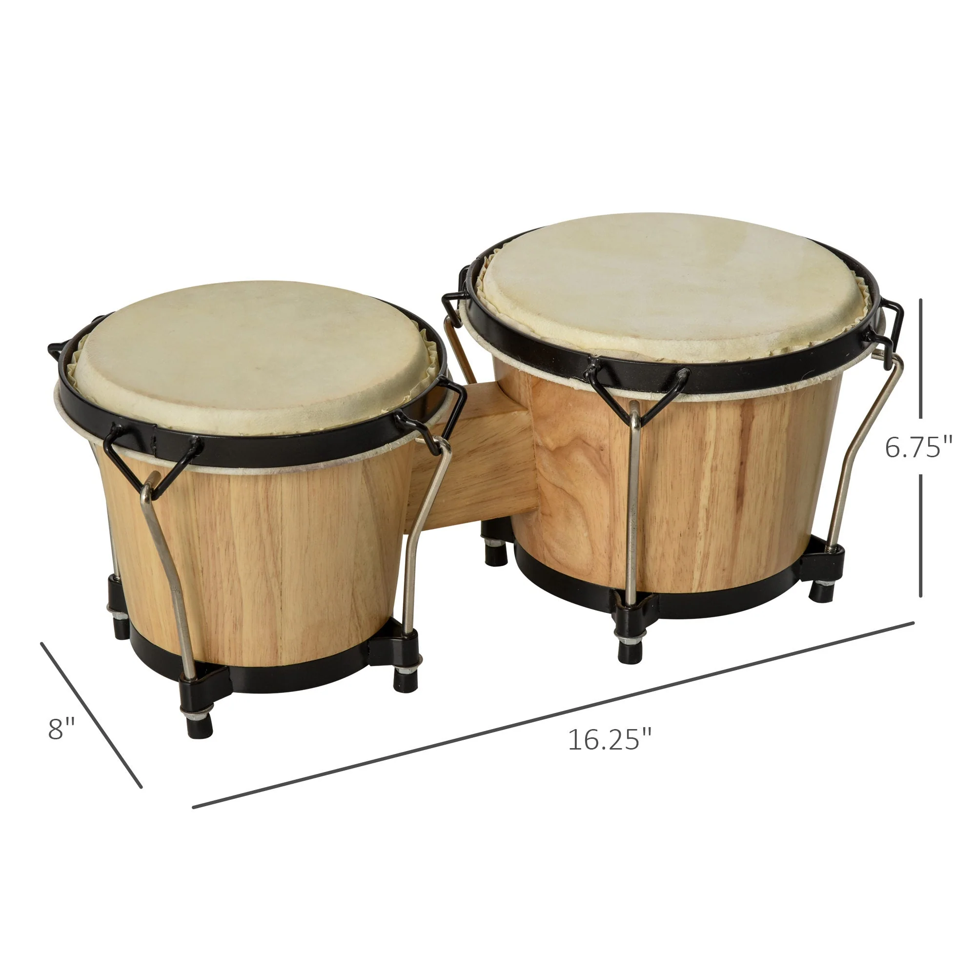 Sheepskin Bongo Drums w/ Tuning Wrench - Image 3