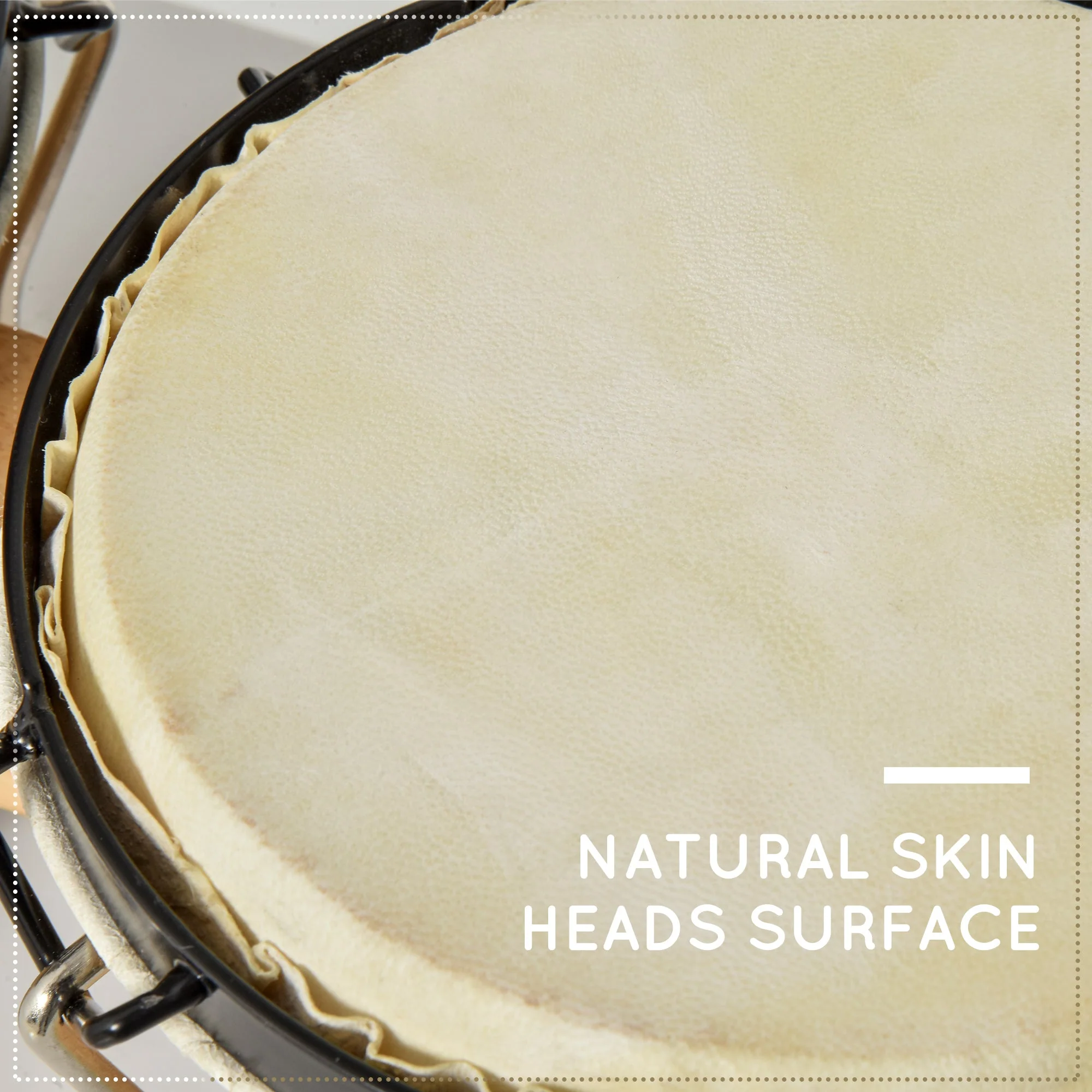 Sheepskin Bongo Drums w/ Tuning Wrench - Image 5