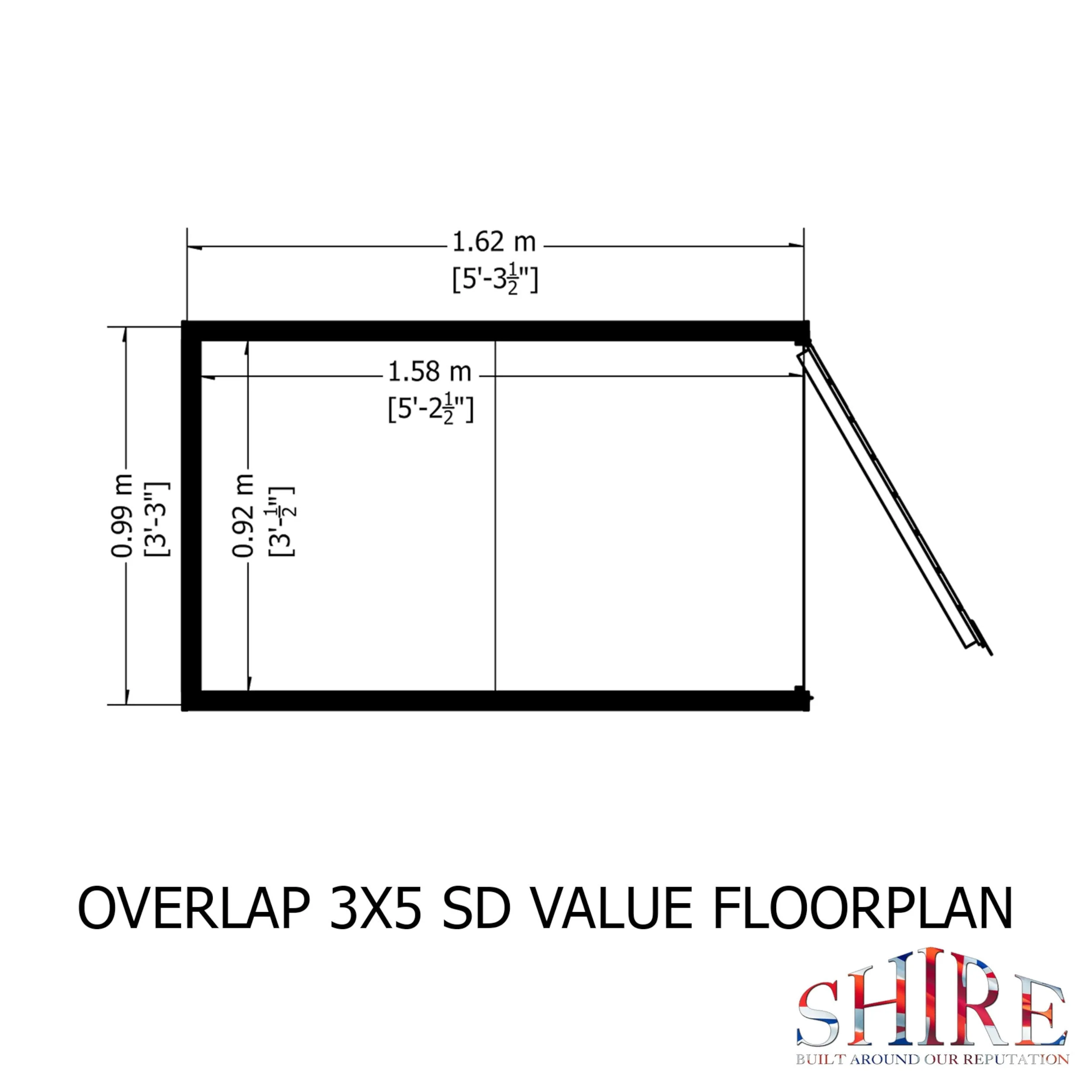 Shire 5' 2" x 3' 2" Apex Shed - Budget Dip Treated Overlap - Image 3