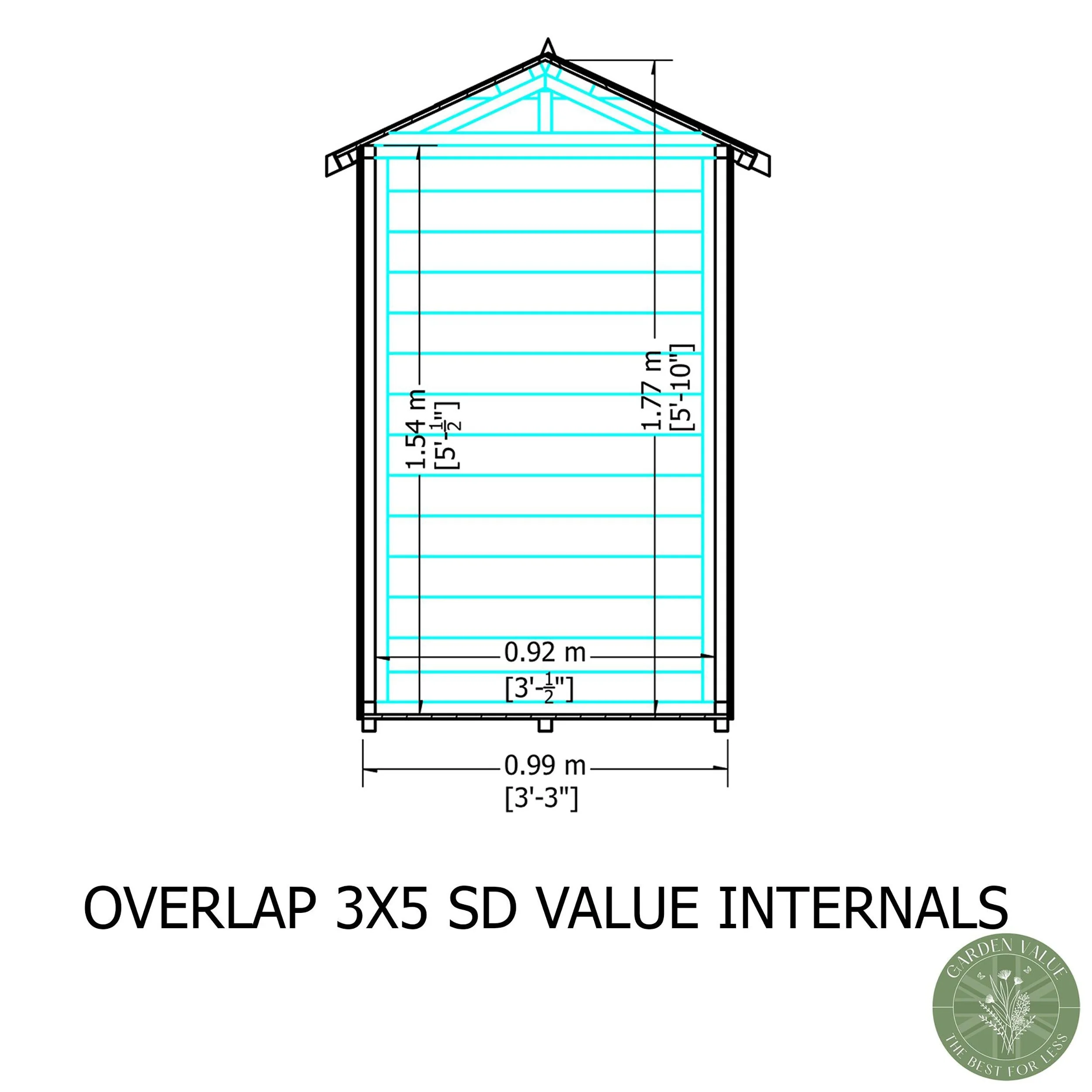Shire 5' 2" x 3' 2" Apex Shed - Budget Dip Treated Overlap - Image 6