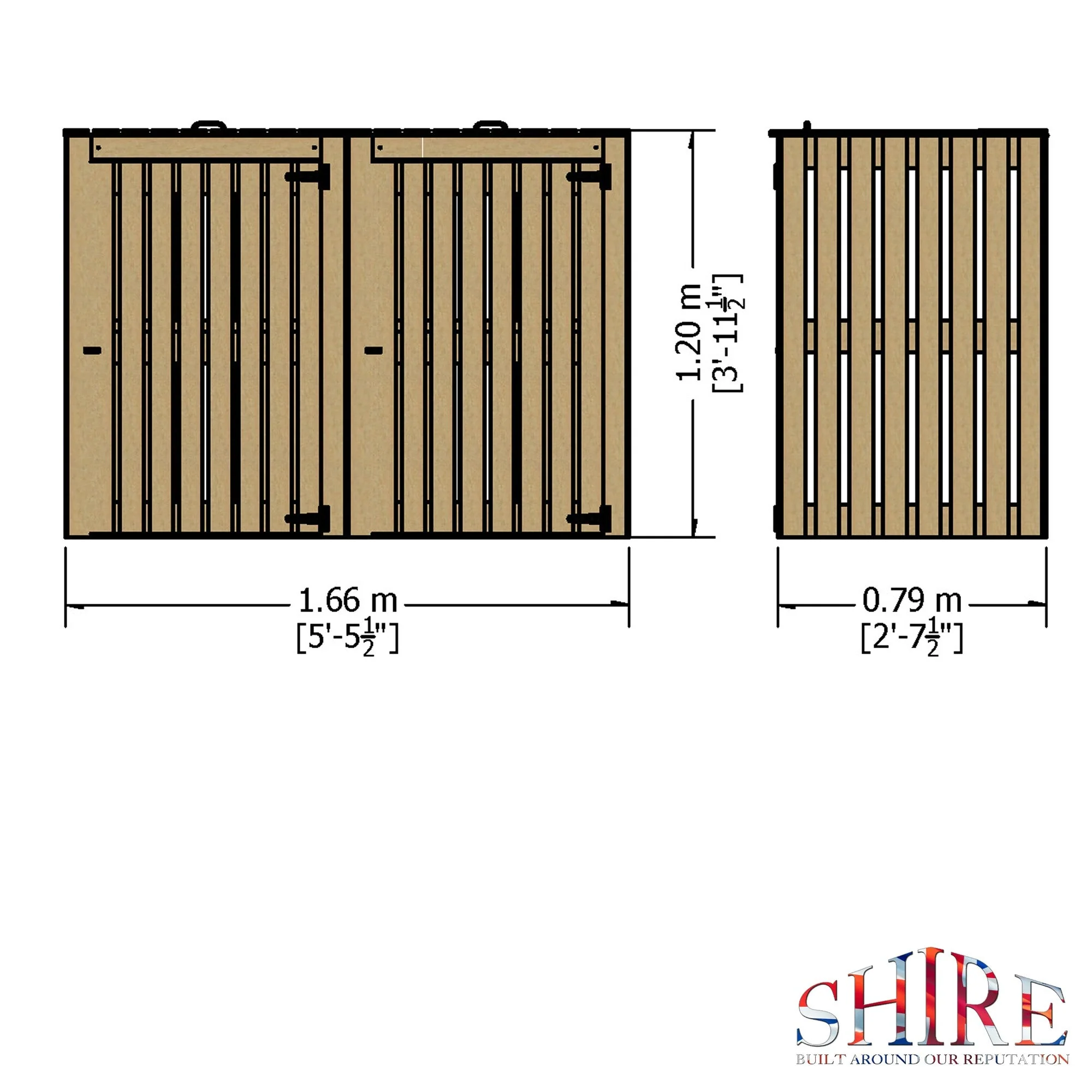 2' 4" x 5' 5" Flat Bin Store - Budget 12mm Cladding Slatted - Image 3