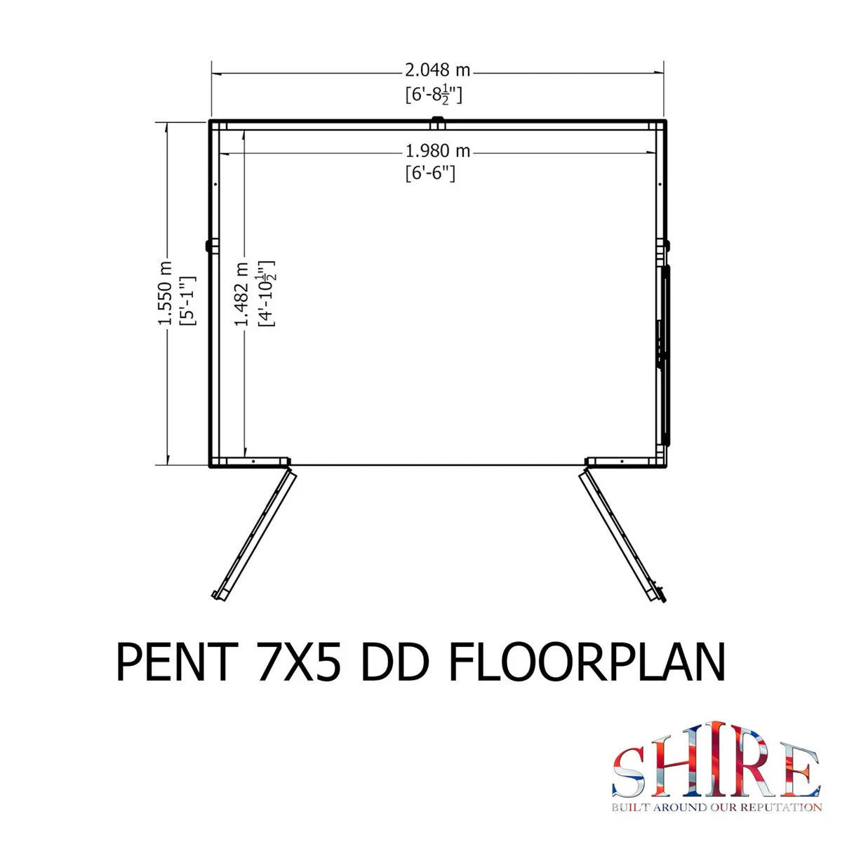 Shire 4' 10" x 6' 8" Pent Shed - Premium Dip Treated Shiplap - Image 10