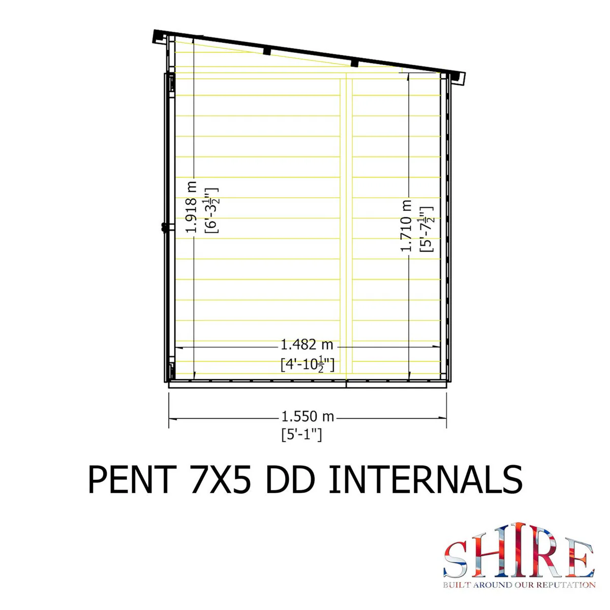 Shire 4' 10" x 6' 8" Pent Shed - Premium Dip Treated Shiplap - Image 9