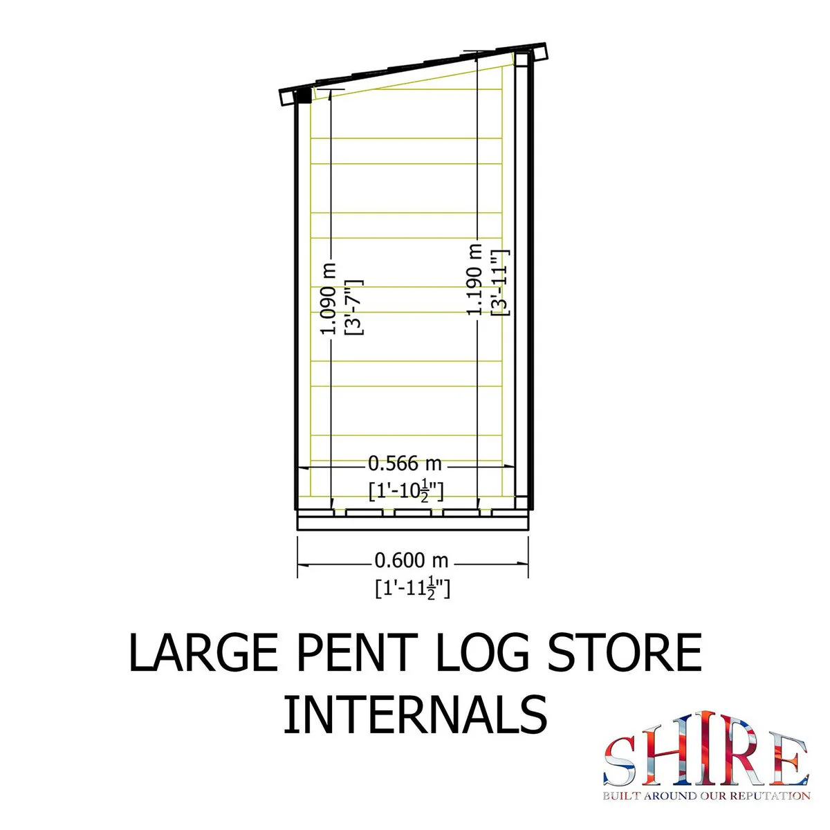 Shire 6' 2" x 2' 3" Pent Log Store - Classic Pressure Treated Slatted - Image 10