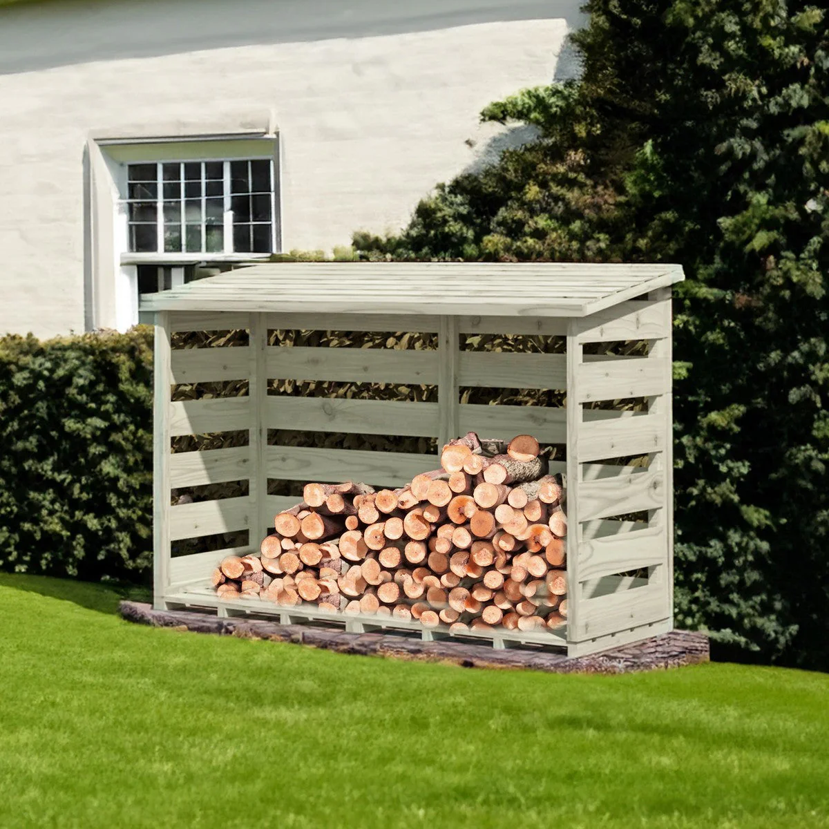 Shire 6' 2" x 2' 3" Pent Log Store - Classic Pressure Treated Slatted - Image 5