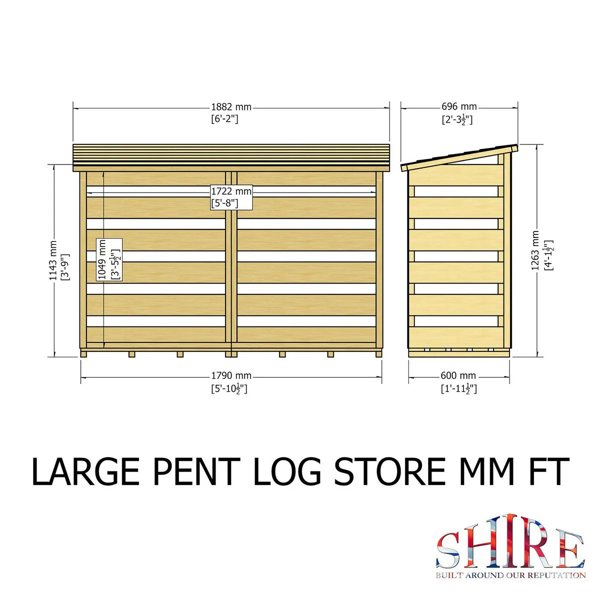 Shire 6' 2" x 2' 3" Pent Log Store - Classic Pressure Treated Slatted - Image 9