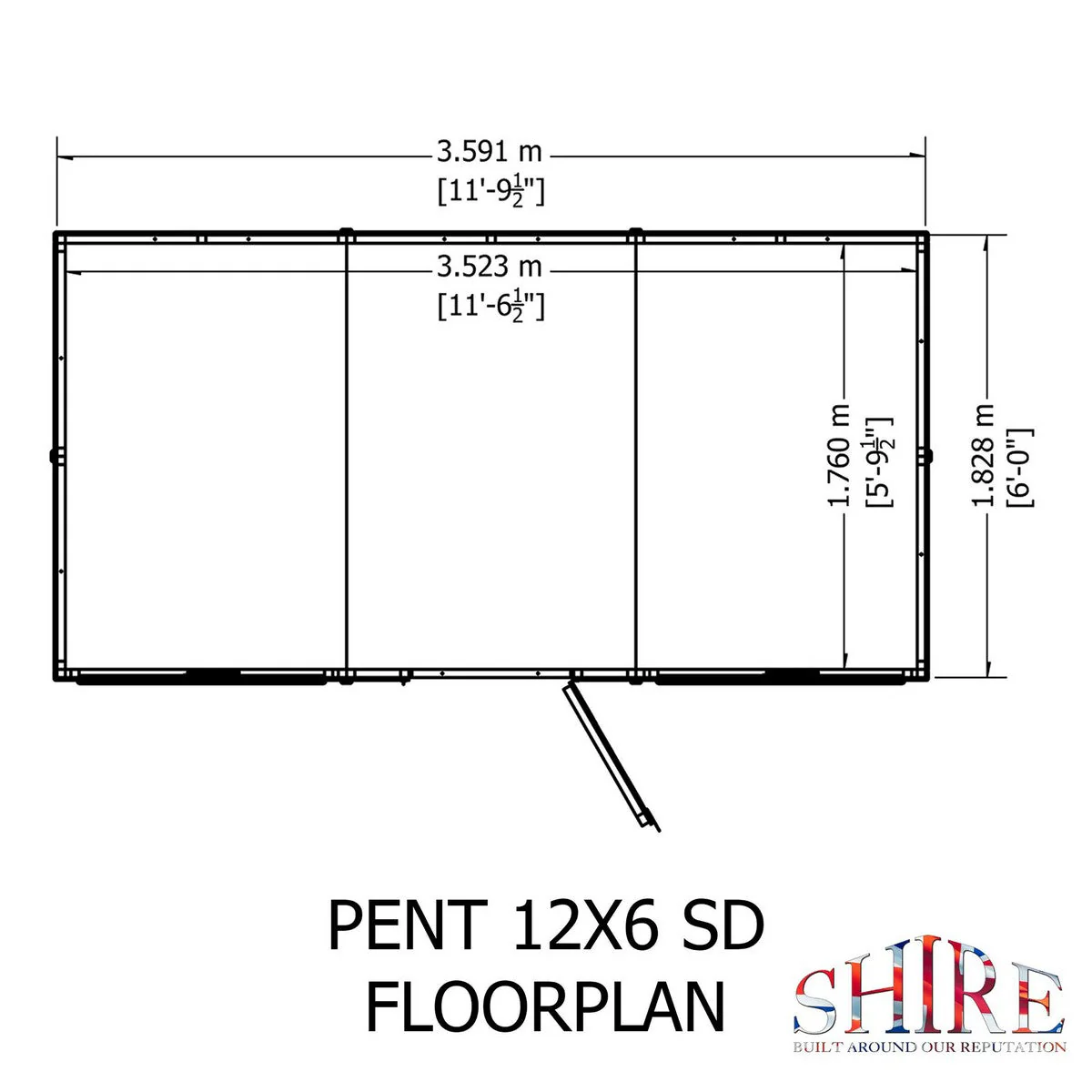Shire 5' 9" x 11' 9" Pent Shed - Premium Dip Treated Shiplap - Image 10