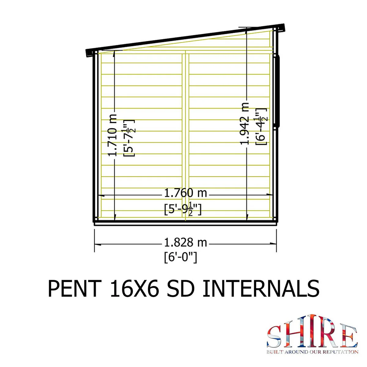 Shire 5' 9" x 15' 8" Pent Shed - Premium Dip Treated Shiplap - Image 10
