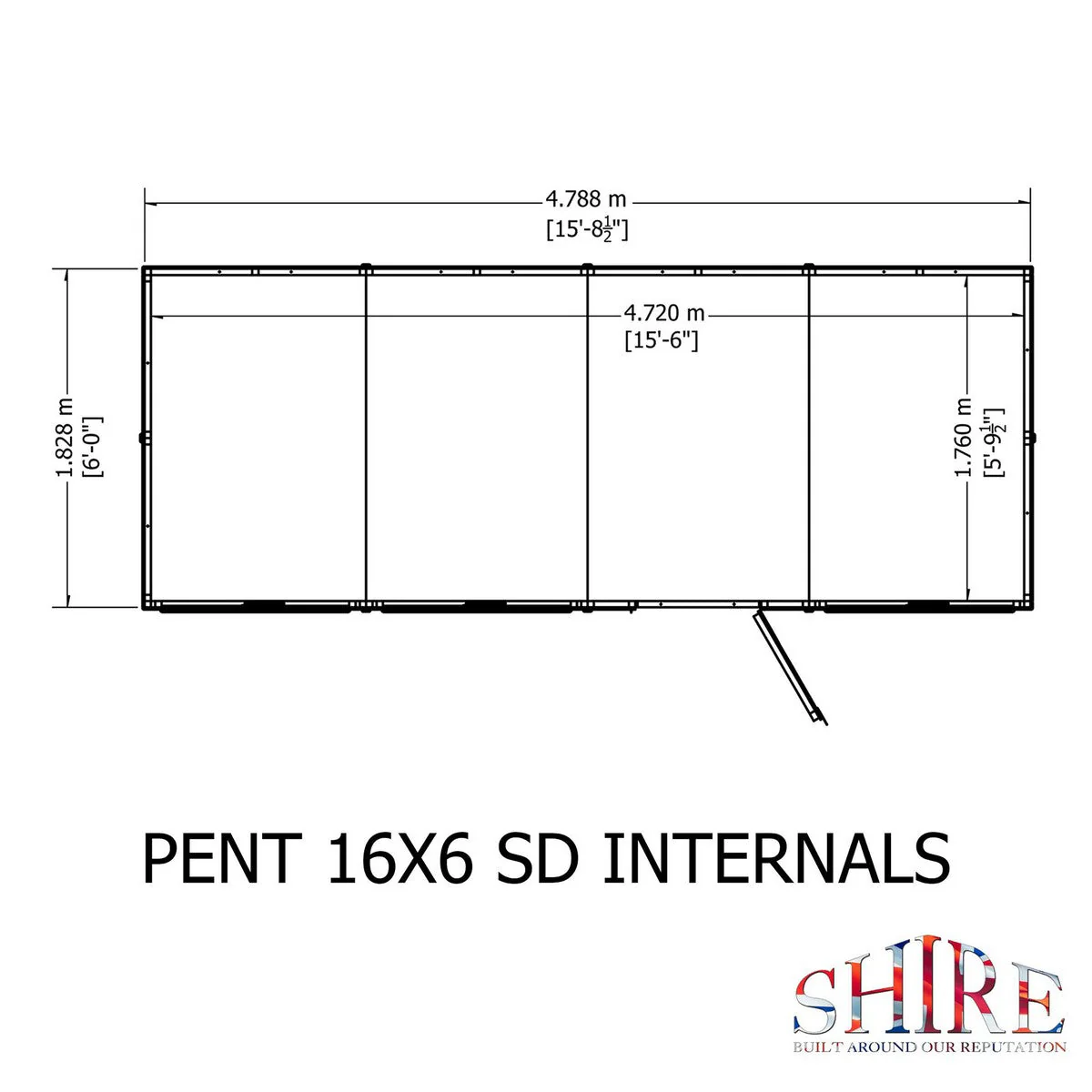 Shire 5' 9" x 15' 8" Pent Shed - Premium Dip Treated Shiplap - Image 11
