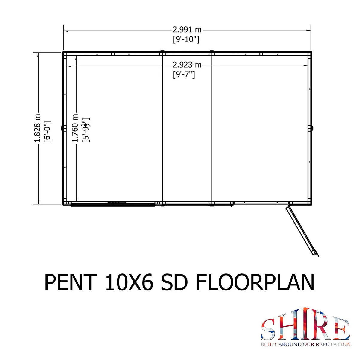 Shire 5' 9" x 9' 9" Pent Shed - Premium Dip Treated Shiplap - Image 10