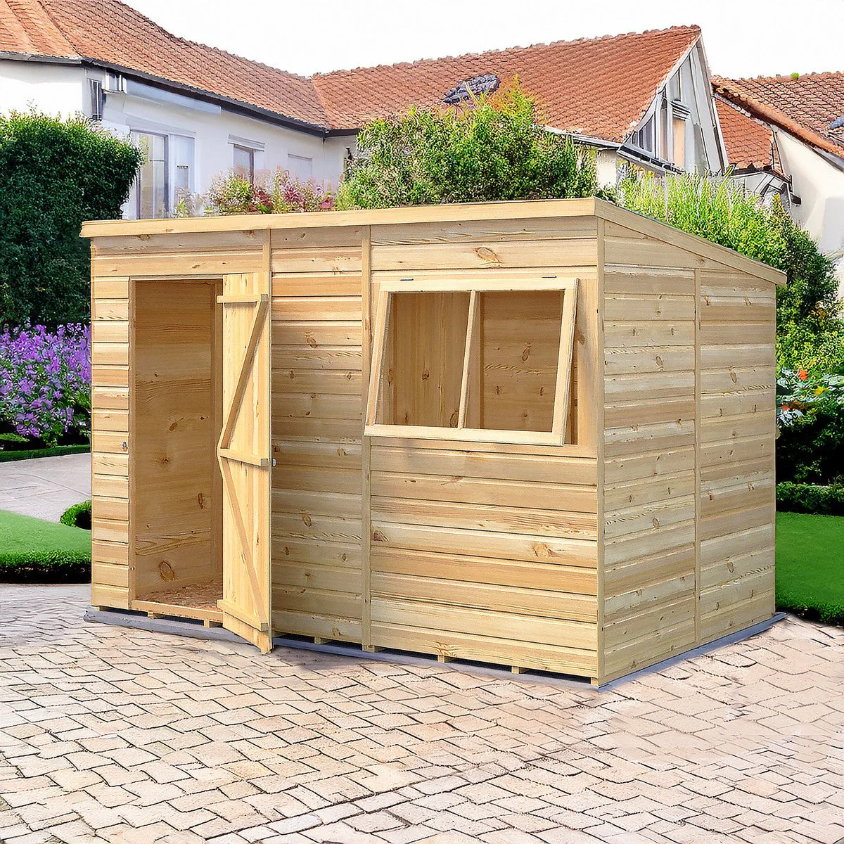 Shire 5' 9" x 9' 9" Pent Shed - Premium Dip Treated Shiplap - Image 3