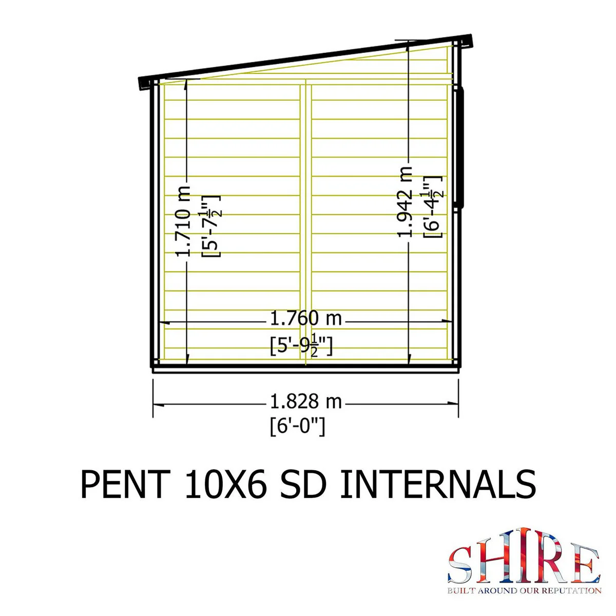 Shire 5' 9" x 9' 9" Pent Shed - Premium Dip Treated Shiplap - Image 9