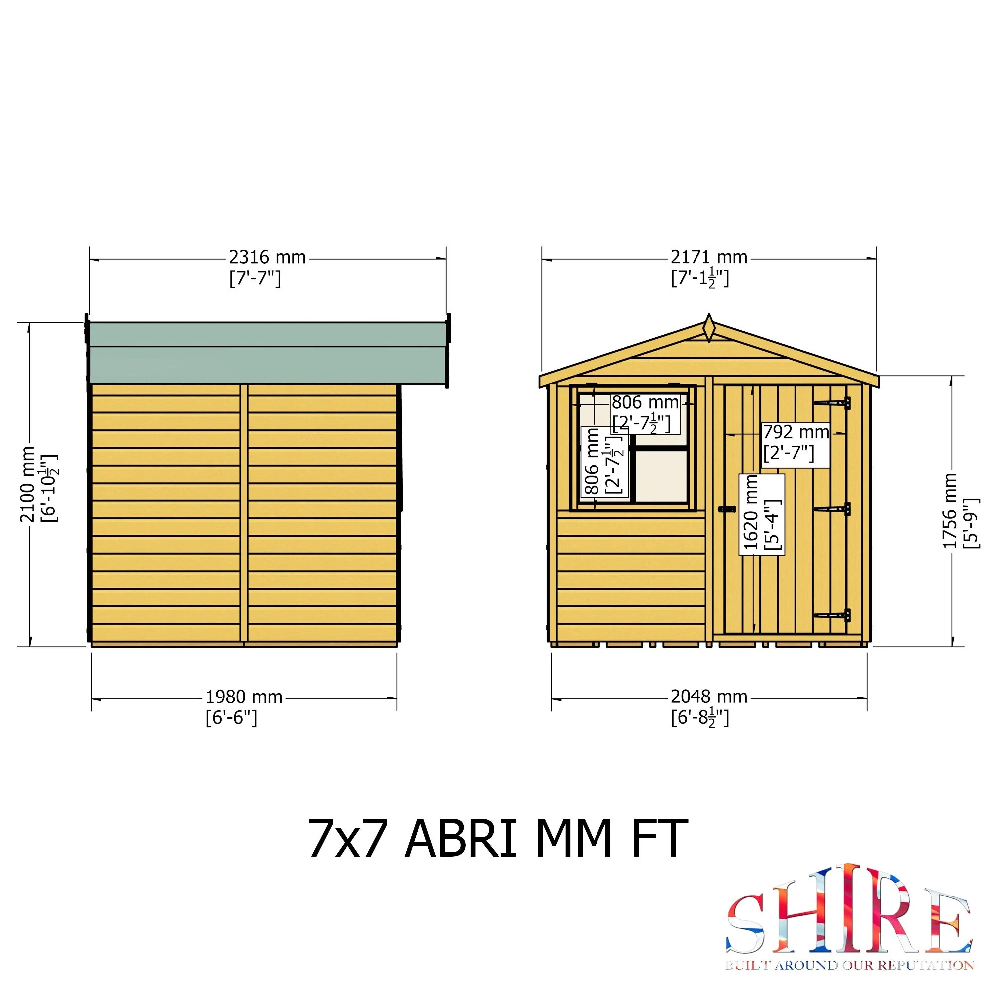 Abri 6' 3" x 6' 8" Apex Shed - Premium Dip Treated Shiplap - Image 4