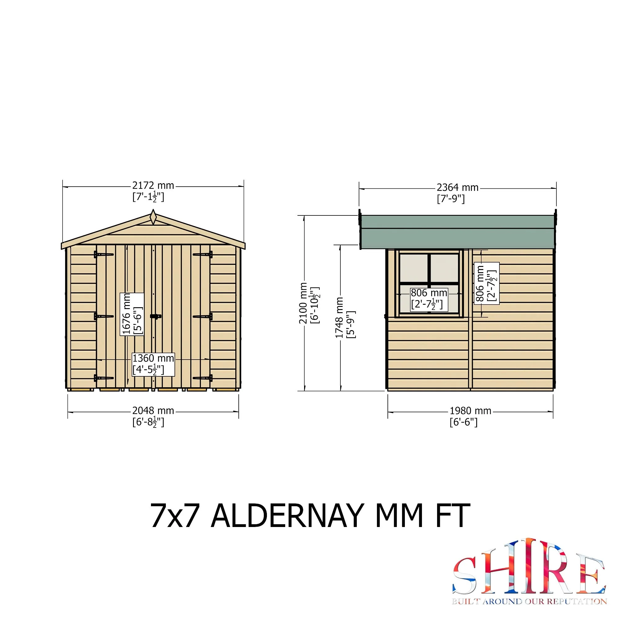 Alderney 6' 2" x 6' 8" Apex Shed - Premium Dip Treated Shiplap - Image 4