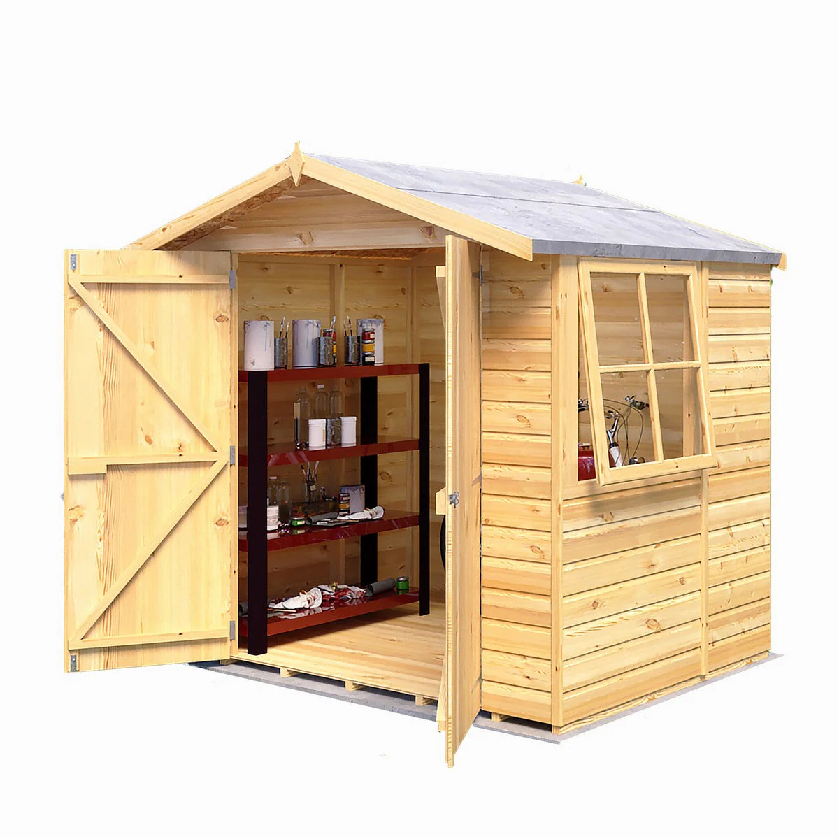 Shire Alderney 4' 10" x 6' 8" Apex Shed - Premium Dip Treated Tongue & Groove - Image 11