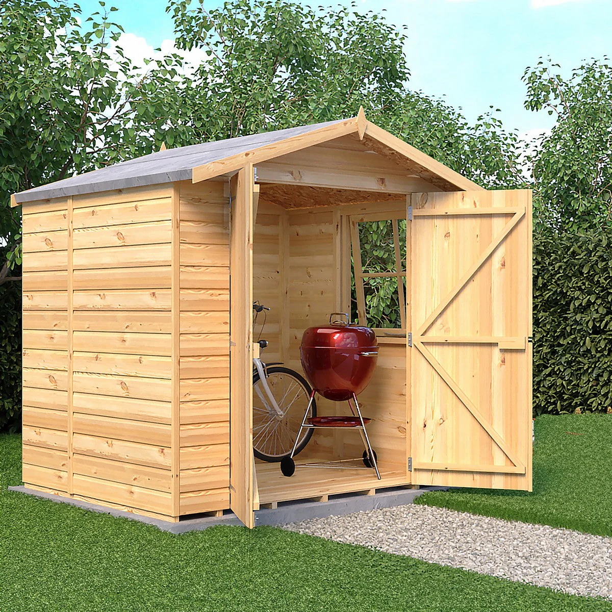 Shire Alderney 4' 10" x 6' 8" Apex Shed - Premium Dip Treated Tongue & Groove - Image 2