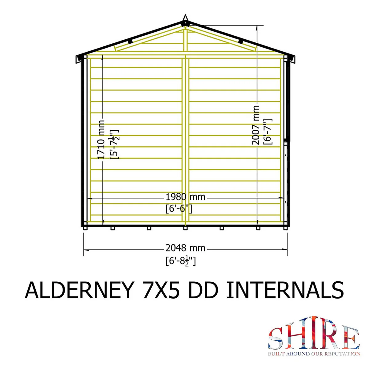 Shire Alderney 4' 10" x 6' 8" Apex Shed - Premium Dip Treated Tongue & Groove - Image 5