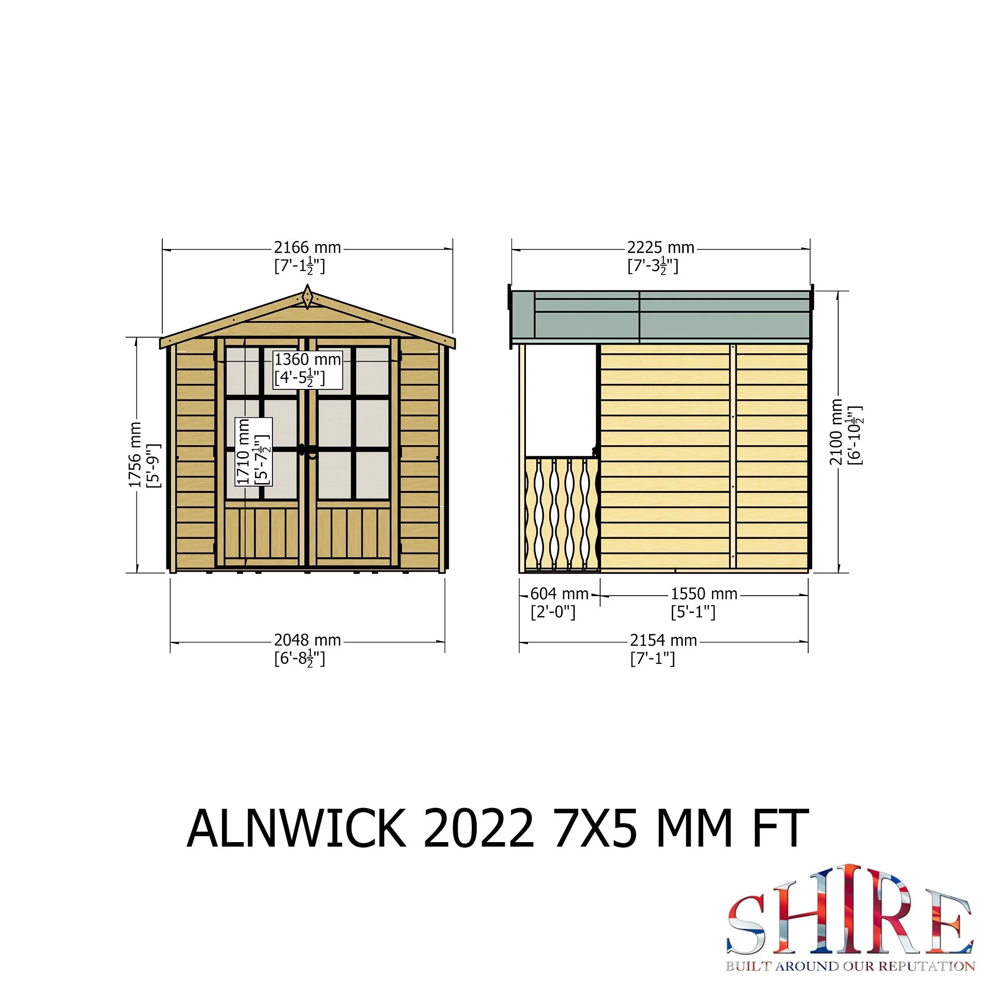 Alnwick 4' 10" x 6' 8" Apex Summerhouse - Premium Dip Treated Shiplap - Image 4