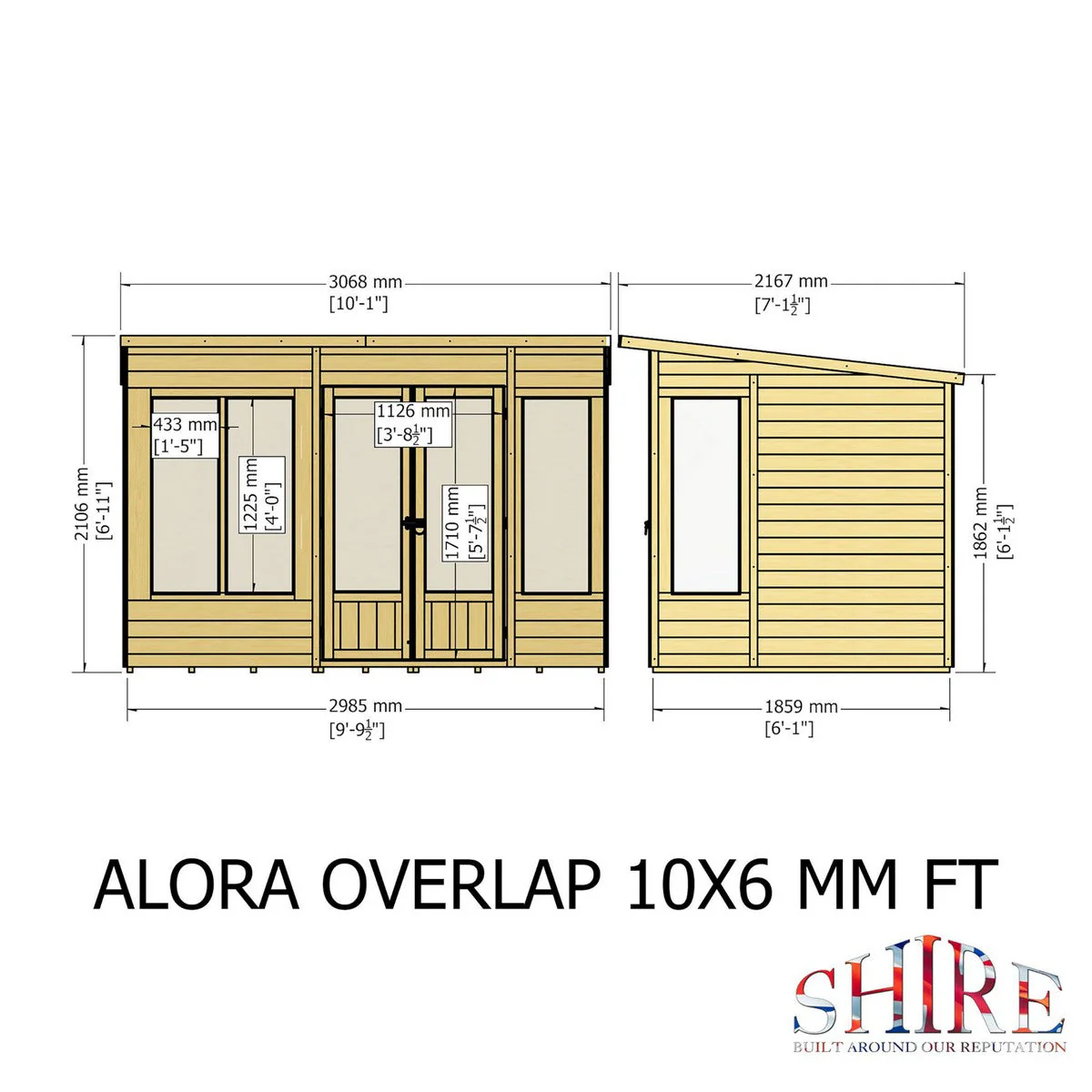 Shire Alora 5' 9" x 9' 9" Pent Summerhouse - Premium Dip Treated Overlap - Image 7