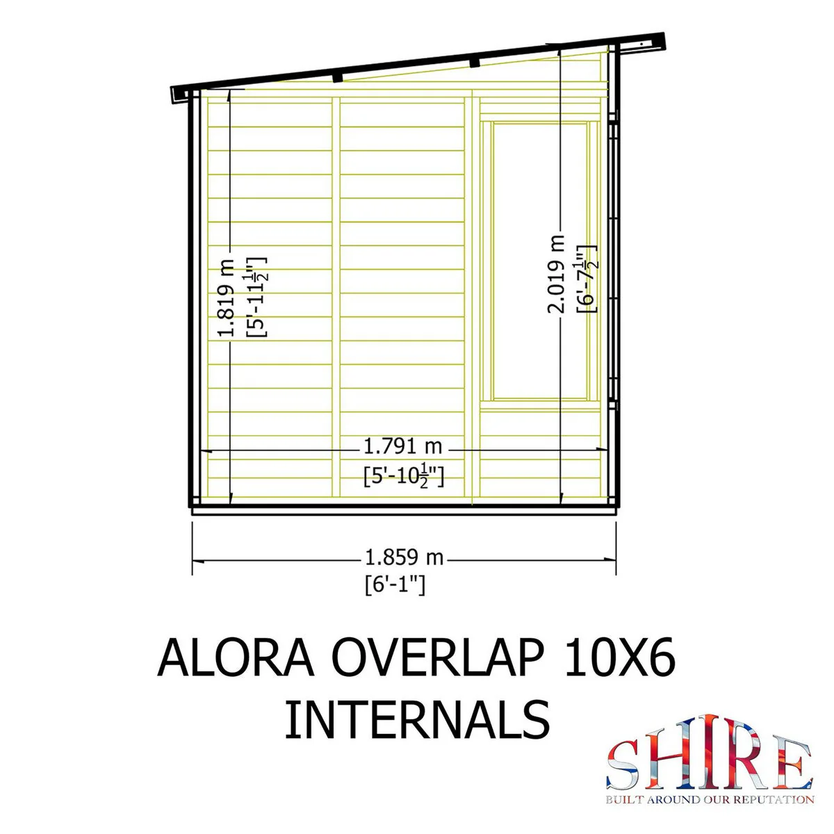 Shire Alora 5' 9" x 9' 9" Pent Summerhouse - Premium Dip Treated Overlap - Image 8