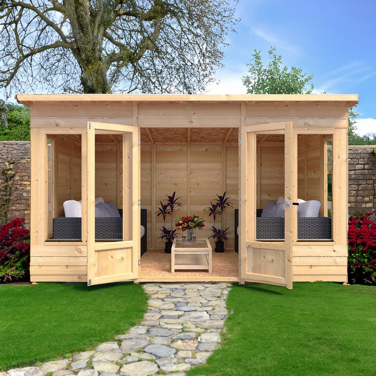 Shire Alora 5' 9" x 11' 9" Pent Summerhouse - Premium Dip Treated Overlap - Image 3