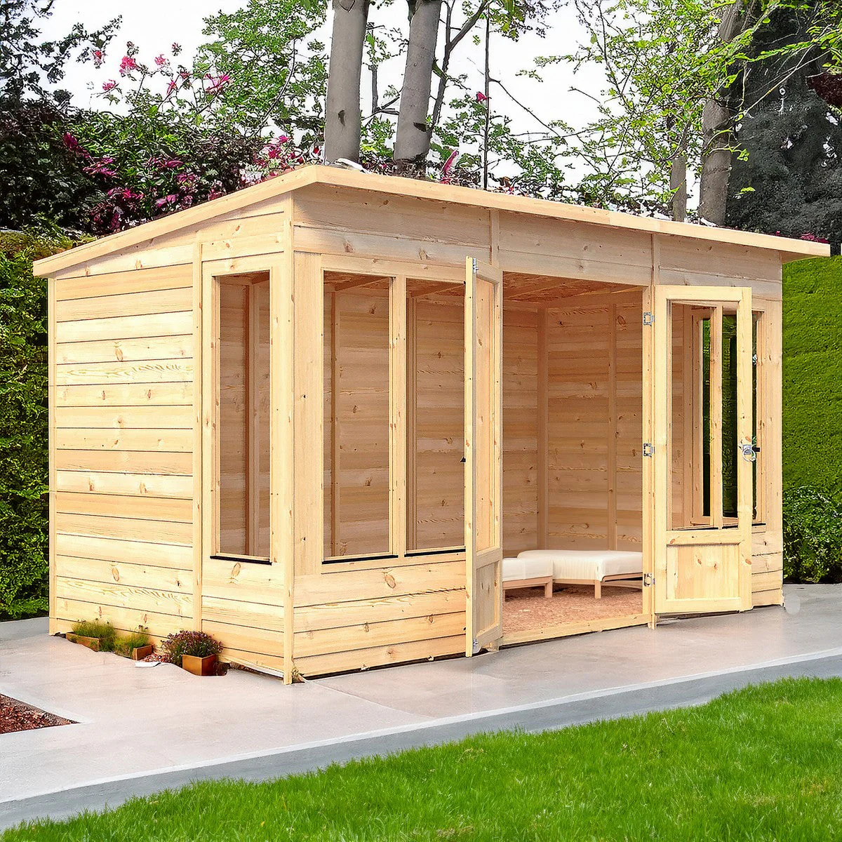 Shire Alora 5' 9" x 11' 9" Pent Summerhouse - Premium Dip Treated Overlap - Image 4