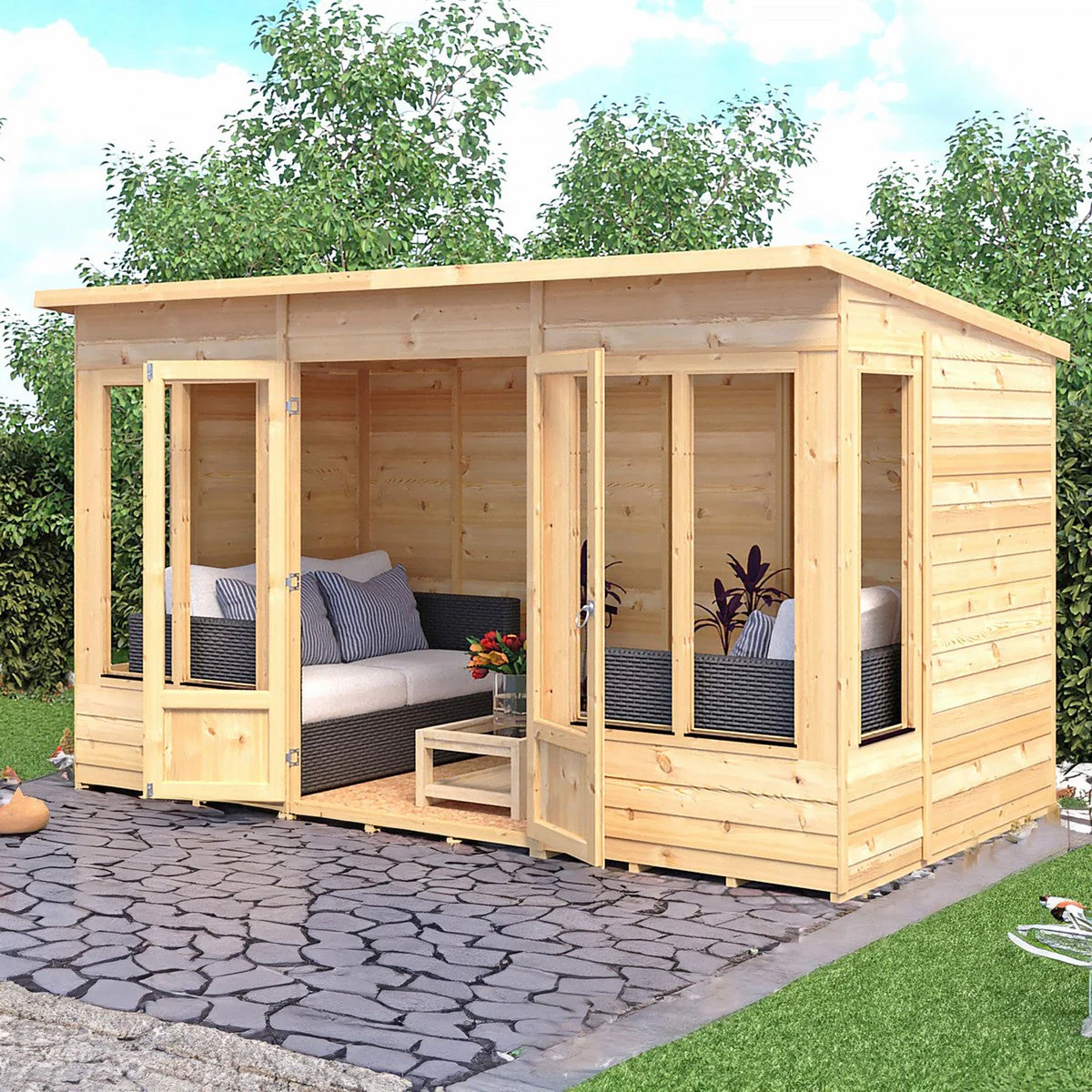 Shire Alora 5' 9" x 11' 9" Pent Summerhouse - Premium Dip Treated Overlap - Image 5