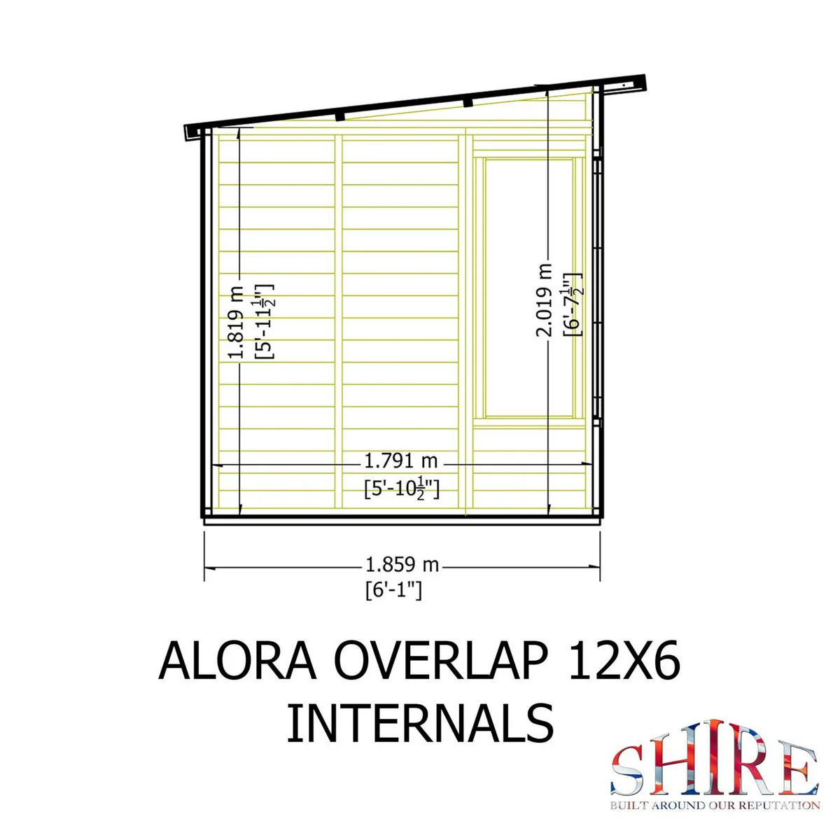 Shire Alora 5' 9" x 11' 9" Pent Summerhouse - Premium Dip Treated Overlap - Image 8