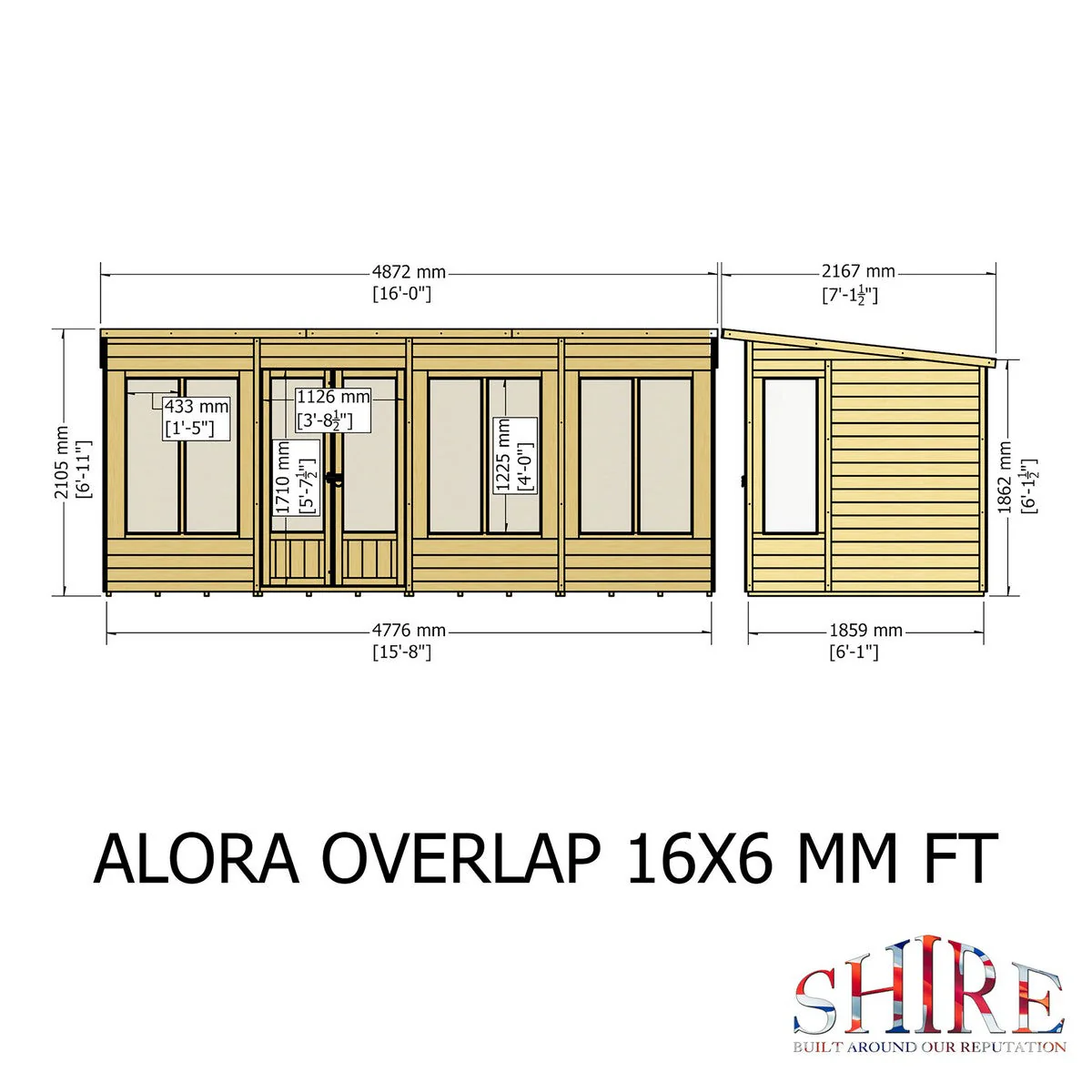 Shire Alora 5' 9" x 15' 8" Pent Summerhouse - Premium Dip Treated Overlap - Image 10