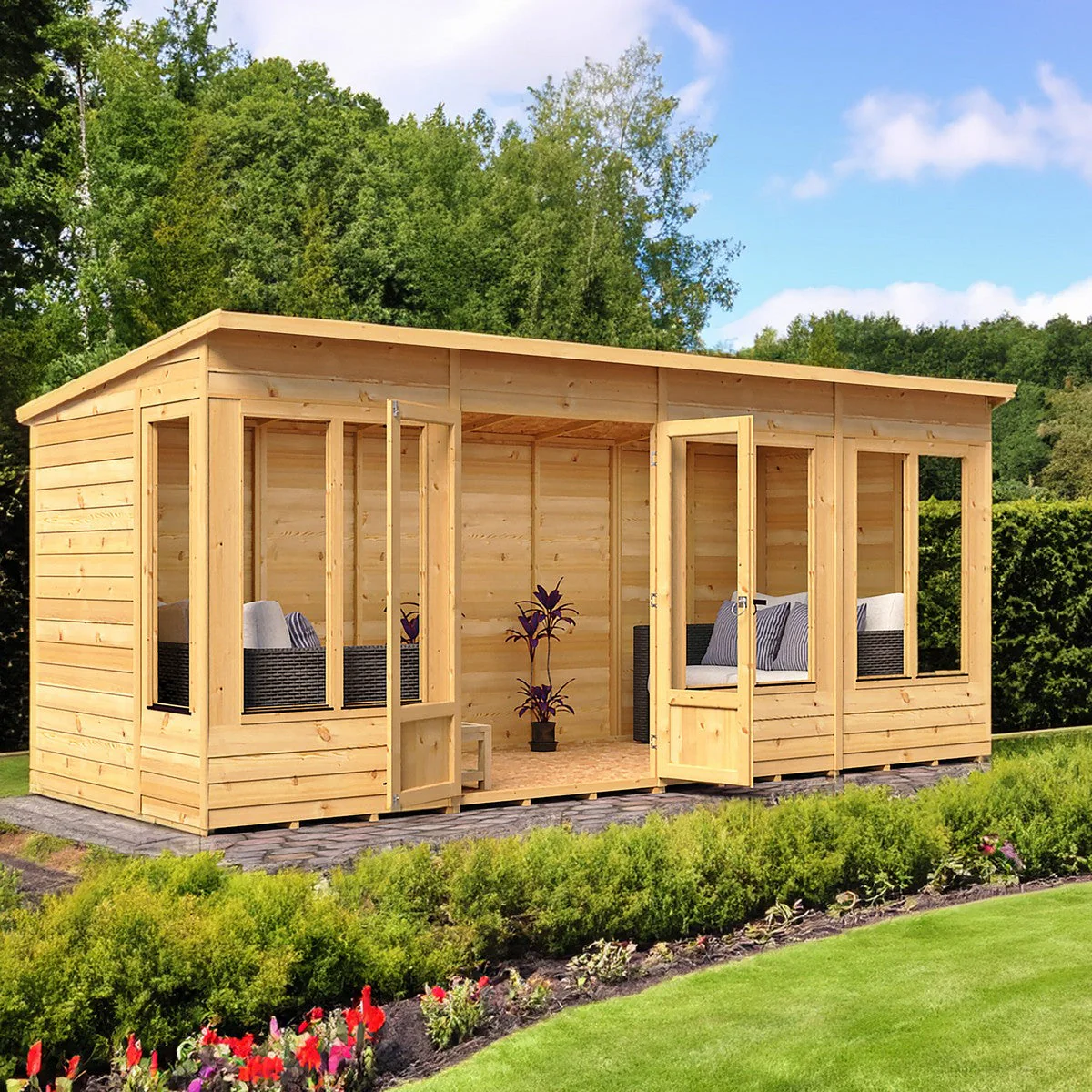 Shire Alora 5' 9" x 15' 8" Pent Summerhouse - Premium Dip Treated Overlap - Image 3