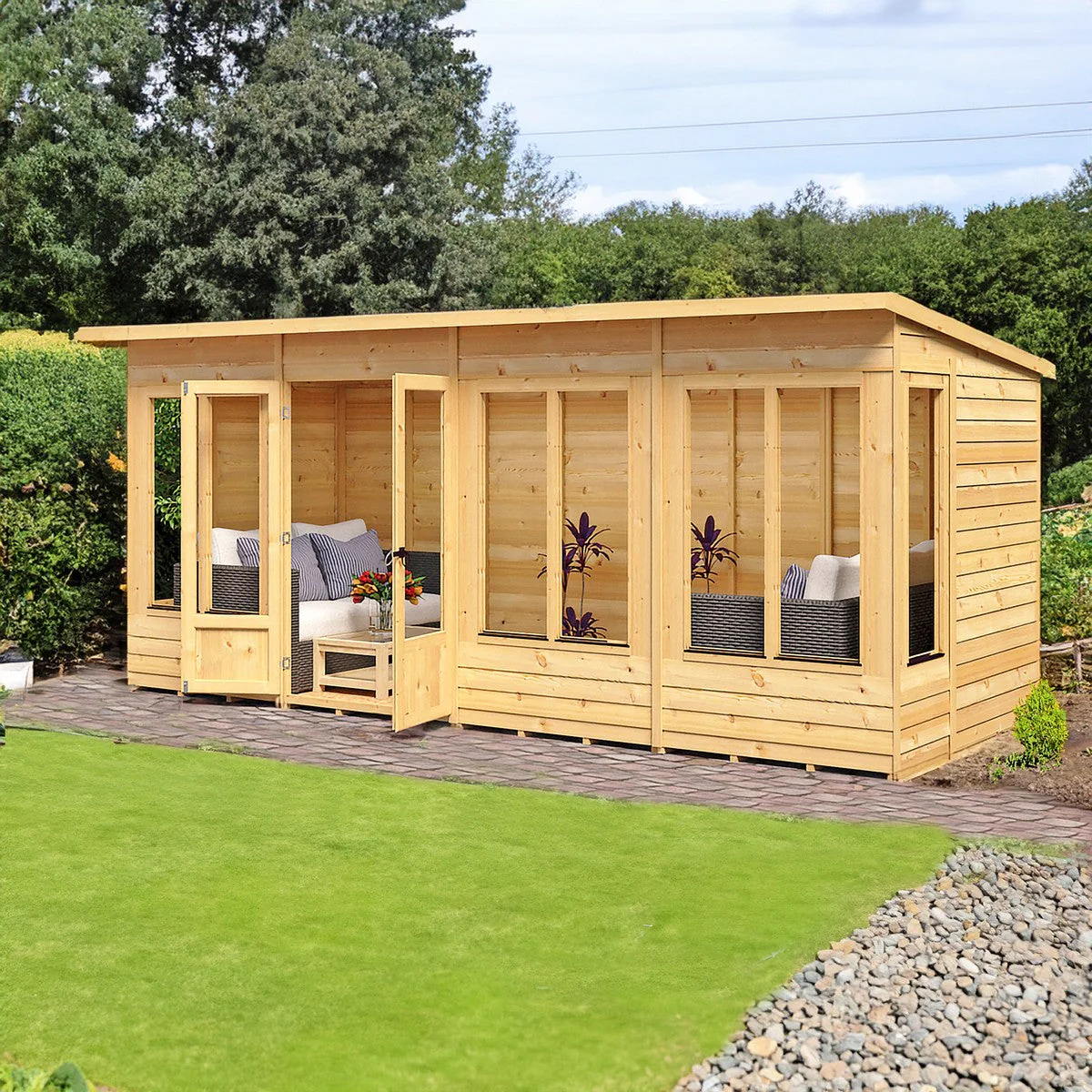 Shire Alora 5' 9" x 15' 8" Pent Summerhouse - Premium Dip Treated Overlap - Image 4