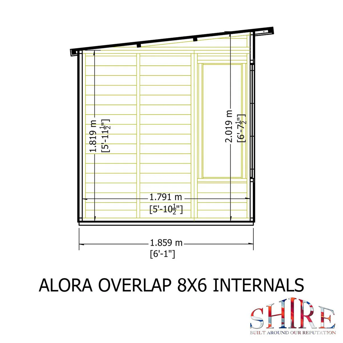 Shire Alora 5' 9" x 7' 10" Pent Summerhouse - Premium Dip Treated Overlap - Image 9