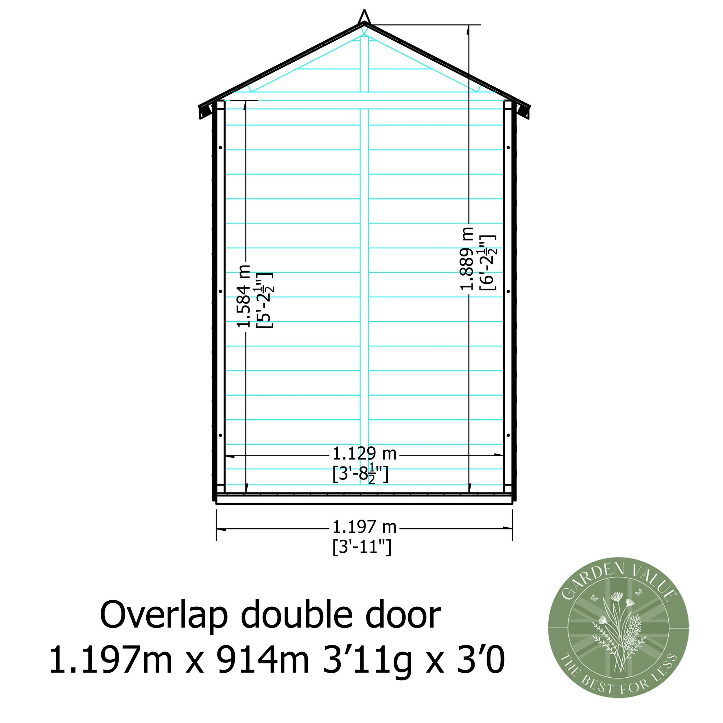Ashworth 2' 10" x 3' 11" Apex Shed - Premium Dip Treated Overlap - Image 5