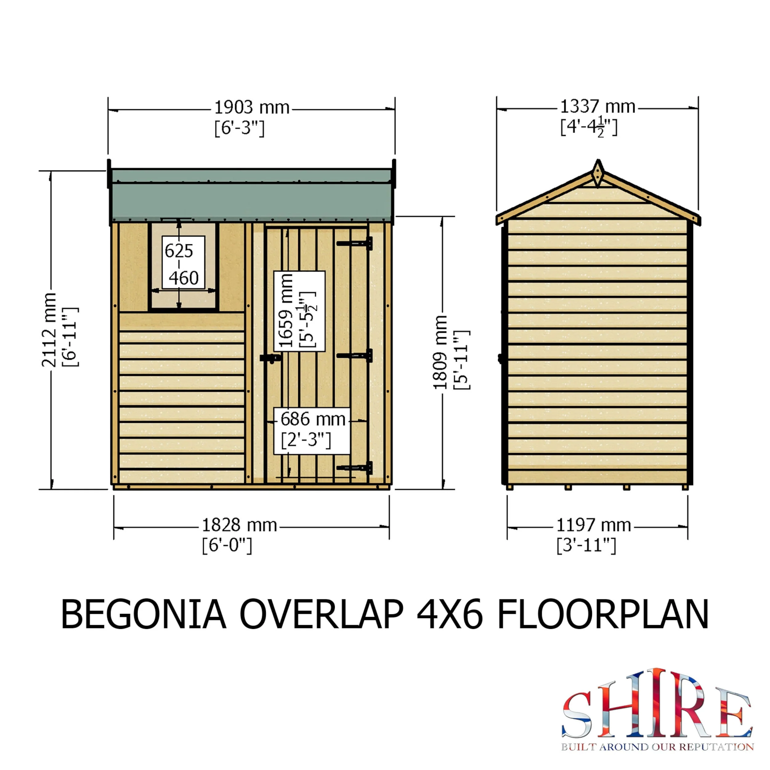 Ashworth 5' 9" x 3' 11" Reverse Apex Shed - Premium Pressure Treated Overlap - Image 5