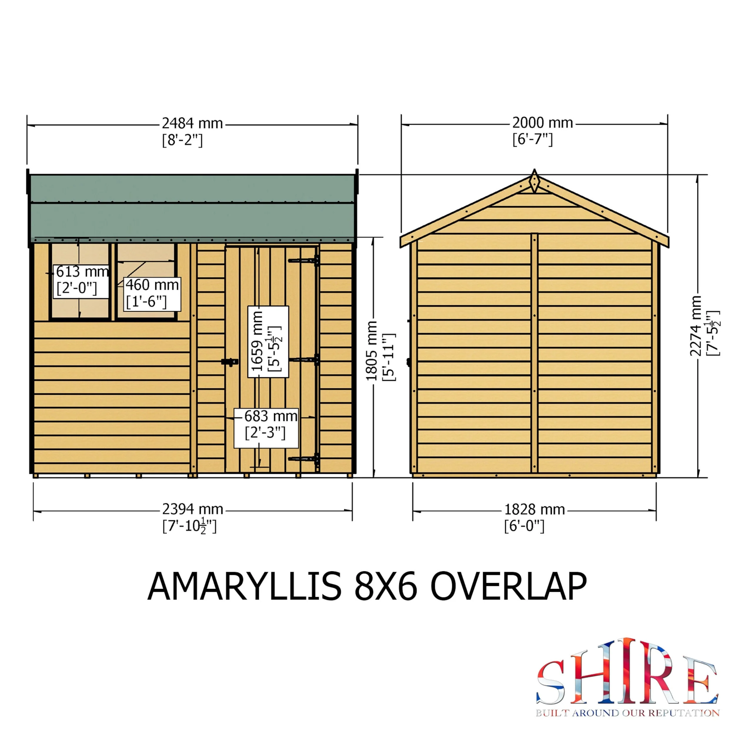 Ashworth 5' 9" x 7' 10" Apex Shed - Budget Dip Treated Overlap - Image 4