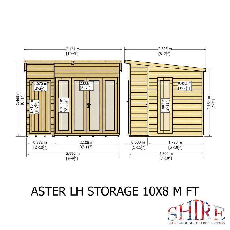 Shire Aster 7' 10" x 9' 9" Pent Summerhouse - Premium Dip Treated Shiplap - Image 9