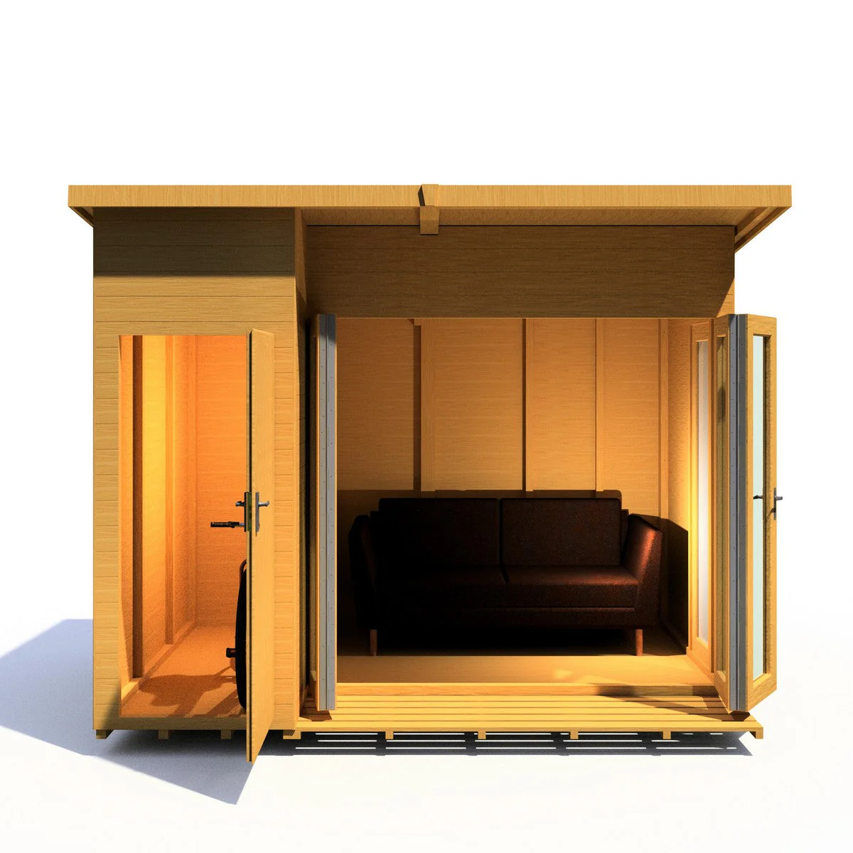 Shire Aster 8' 7" x 10' 4" Pent Summerhouse with Side Shed - Premium Dip Treated Shiplap - Image 2