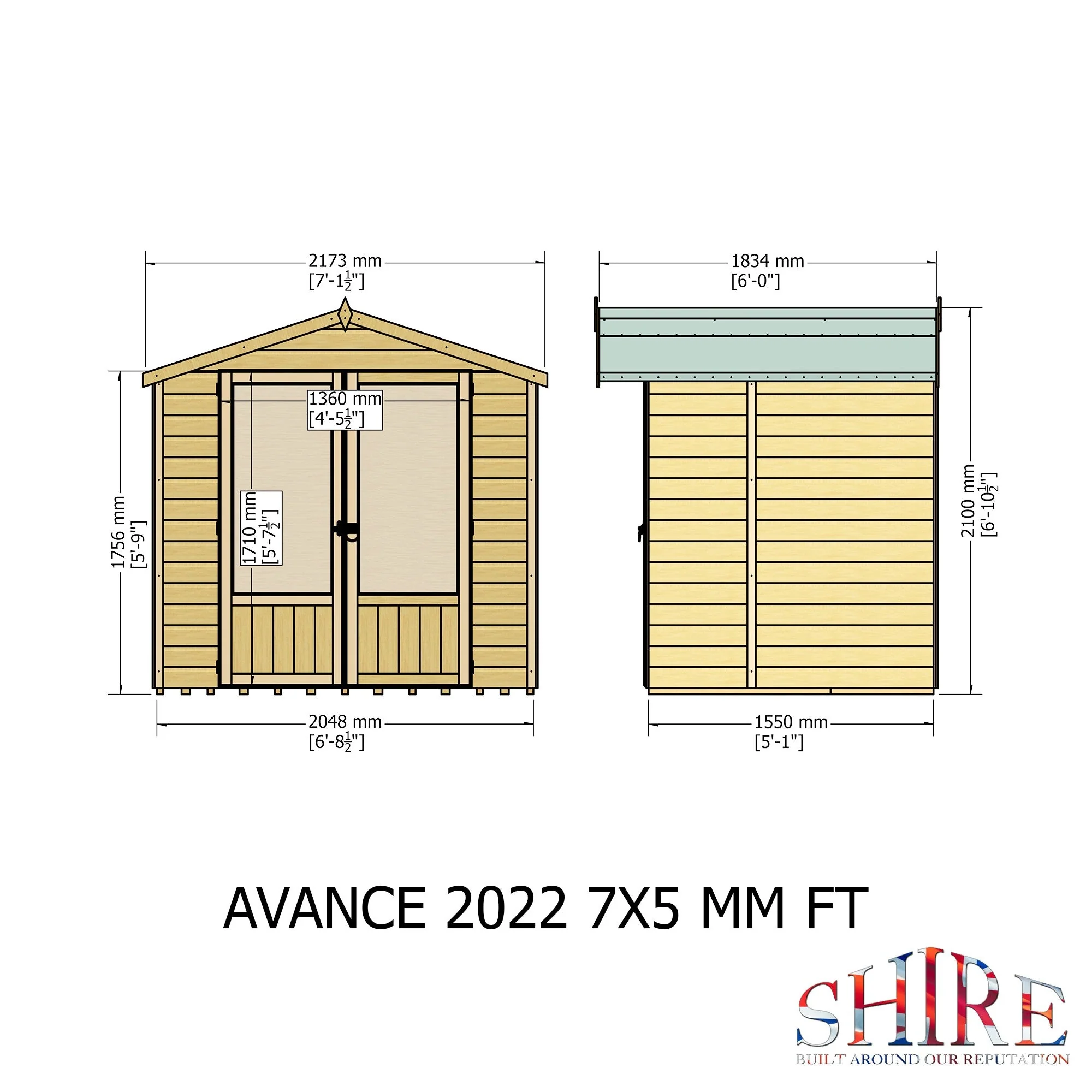 Avance 4' 10" x 6' 8" Apex Summerhouse - Premium Dip Treated Shiplap - Image 4