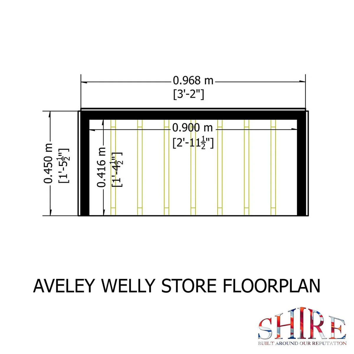 Shire Aveley 1' 4" x 3' 2" Pent Boot Store - Classic Dip Treated Shiplap - Image 5