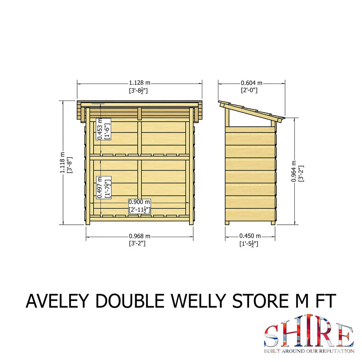 Shire Aveley 1' 4" x 3' 2" Pent Boot Store - Classic Dip Treated Shiplap - Image 3